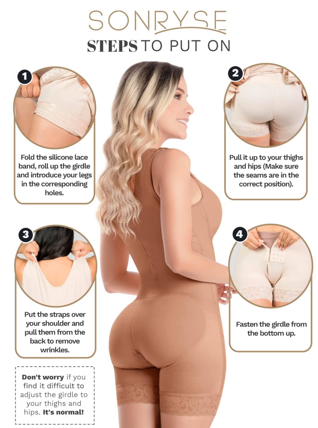 Sonryse TR53ZL Colombian Shapewear for Women - Post-Surgery Fajas Reductoras, BBL & Liposuction Recovery Girdle - Tummy Control & Butt Lifting Waist Trainer for Body Shaping (Ideal for Postpartum, Workouts & Special Occasions)
