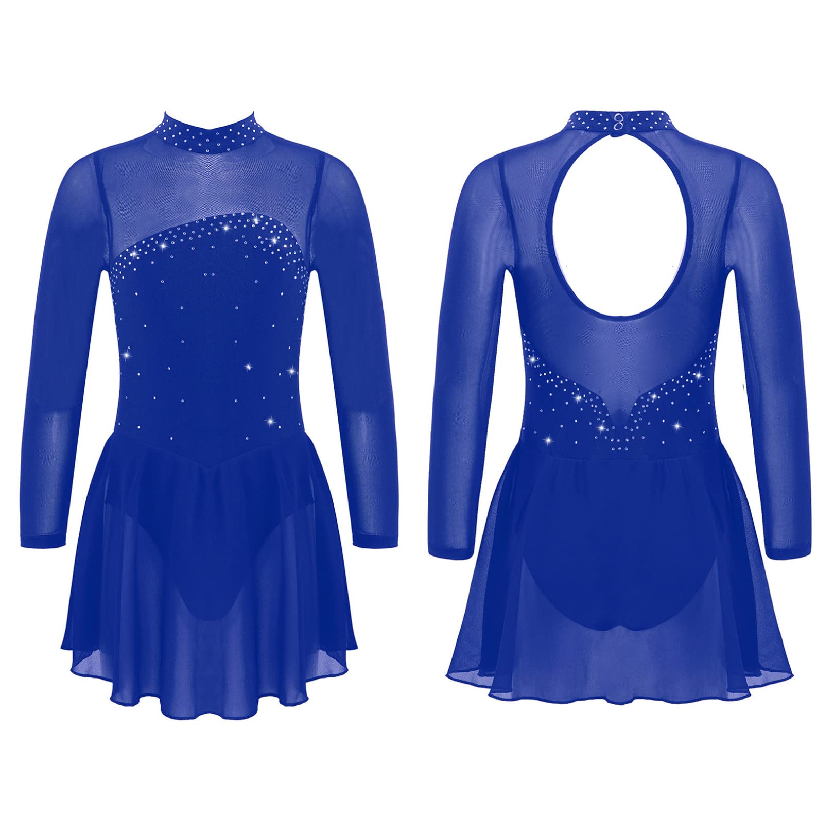 easyforever Girls Long Sleeve Ballet Leotard with Skirt - Stretch Bodysuit for Dance, Gymnastics, Ice Skating & Performance Costume - Perfect for Recitals, Competitions, and Studio Practice