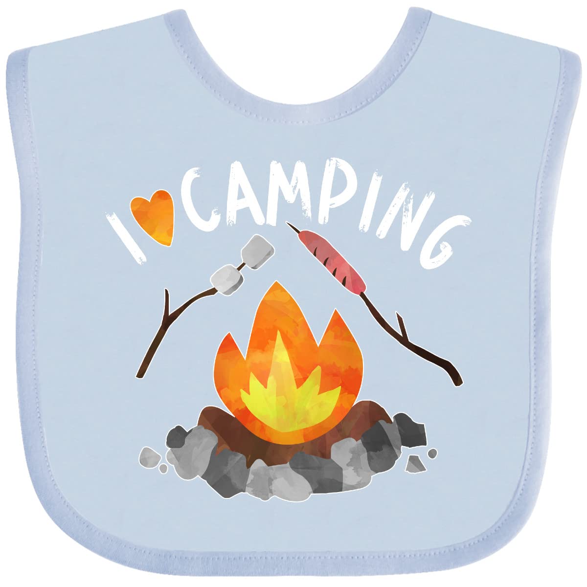 Inktastic I Love Camping Baby Bib - Cute Campfire, Hot Dog & Marshmallows Design for Outdoor Adventures & Family Trips