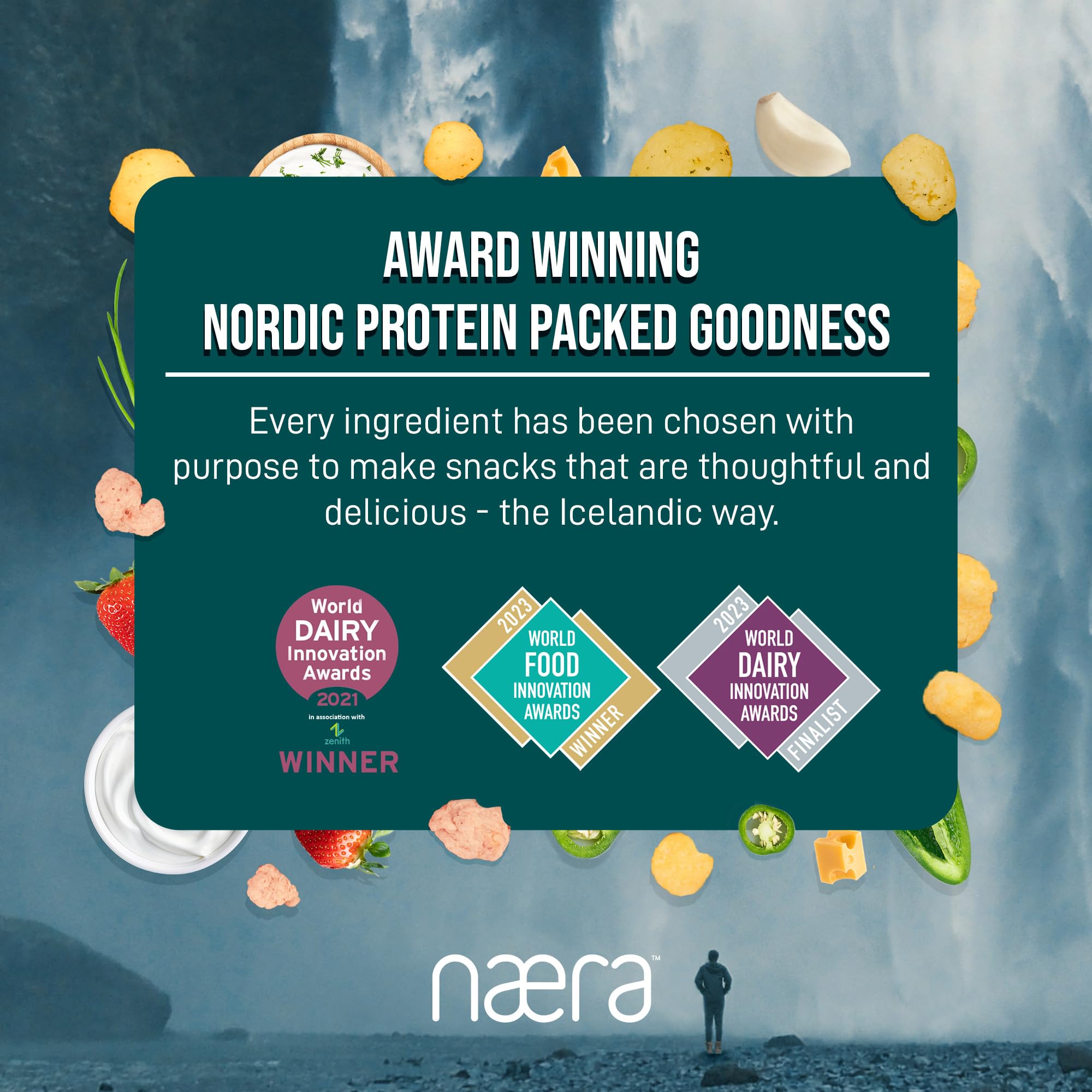 Næra Icelandic - 5-Pack Sour Cream & Onion 100% Cheese Protein Snacks | Keto, Gluten-Free, High Protein, All-Natural | Crunchy Power Snack for Adults & Kids (1.05 oz Each) | Perfect for On-the-Go, School Lunches & Low-Carb Diet