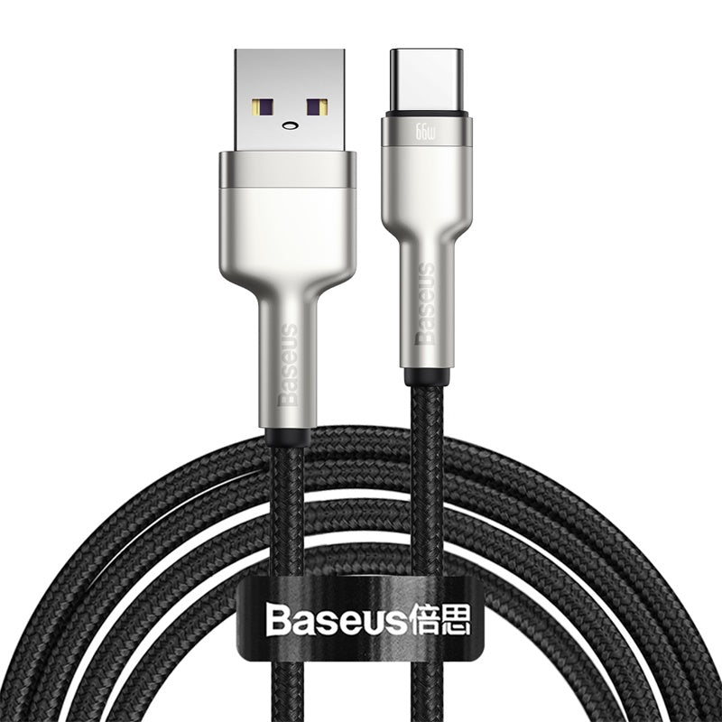 Baseus Premium Cafule Series 2M USB to Type C Fast Charging Cable - 66W High Speed Metal Cable for Smartphones, Tablets & Laptops - Perfect for Home, Office & Travel