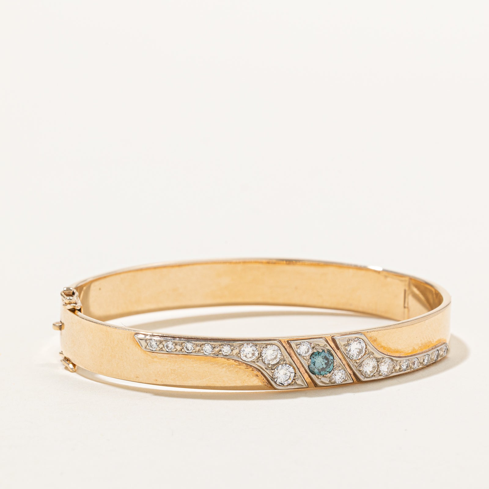 10K White Gold Blue & White Diamond Bangle Bracelet | 1.09ctw Total Weight | 6.5 Inch Adjustable | Elegant Jewelry Gift for Women | Perfect for Weddings, Anniversaries & Special Occasions