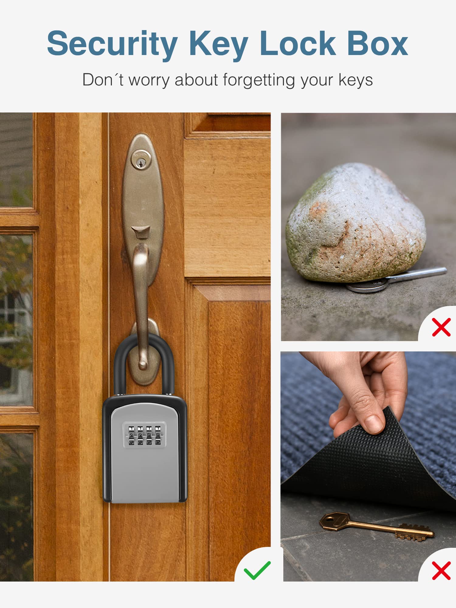 Puroma Key Lock Box - Portable Wall-Mounted Combination Lock Box with Resettable Code for Secure Key Storage (2 Pack) | Ideal for Home, Office, Garage & Apartment Spare Keys | Weatherproof Outdoor Key Safe for Vacation Rental & Property Management