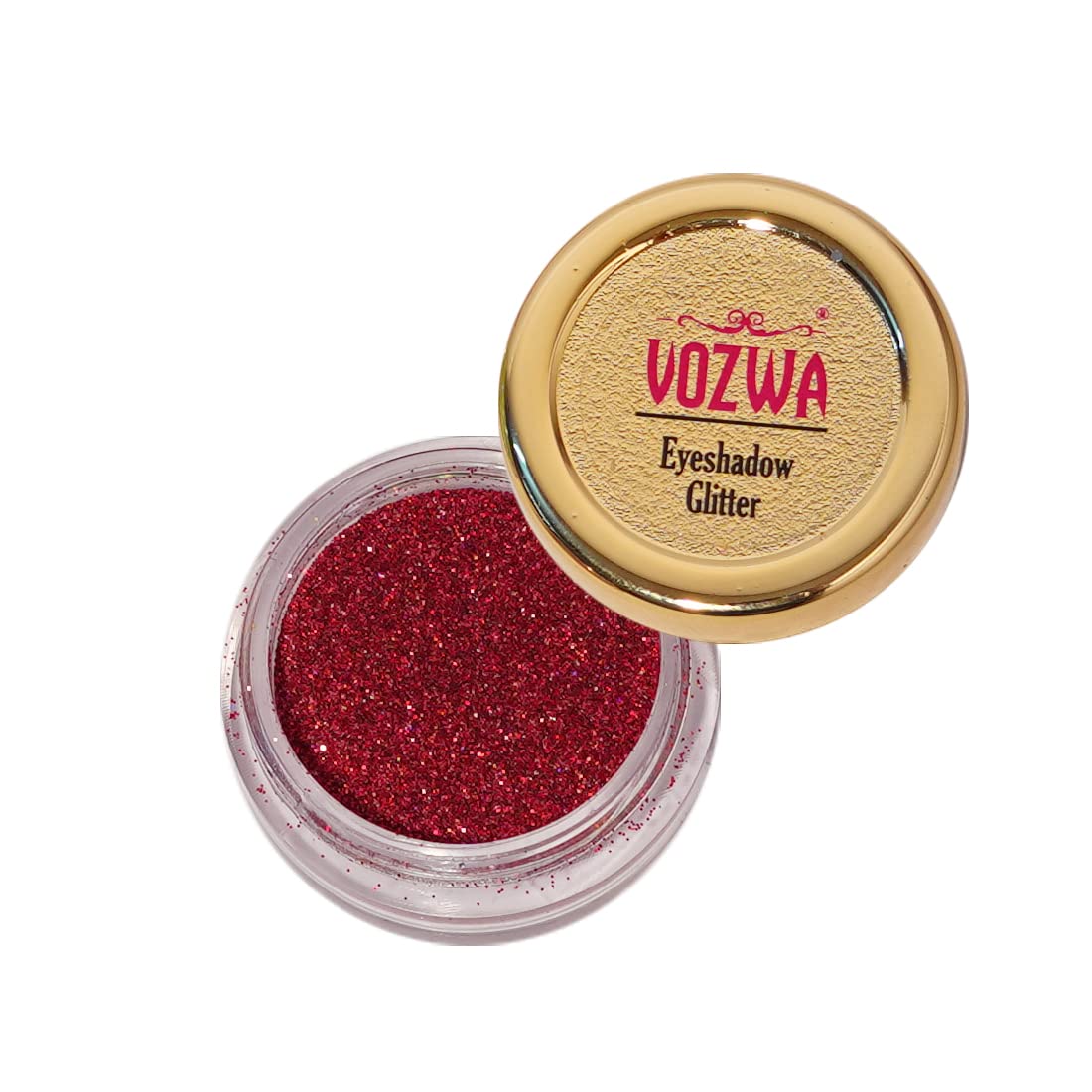 Vozwa Red Holographic Glitter Eyeshadow Palette - Long Lasting Pigmented Makeup for Party, Halloween & Festival Looks