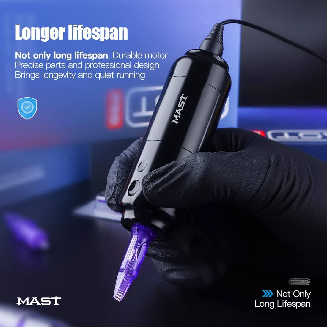 Professional Wireless Tattoo Machine Kit - Mast Sensor Tattoo Gun with 2 RCA Batteries & Power Supply - Complete Tattoo Equipment for Artists & Beginners - Perfect for Home Studios & Professional Tattoo Shops