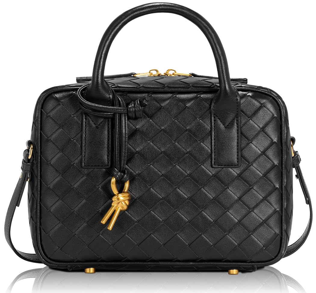 Stylish Woven Crossbody Bag for Women - PU Leather Top Handle Satchel Shoulder Purse | Perfect for Work, Travel & Everyday Use