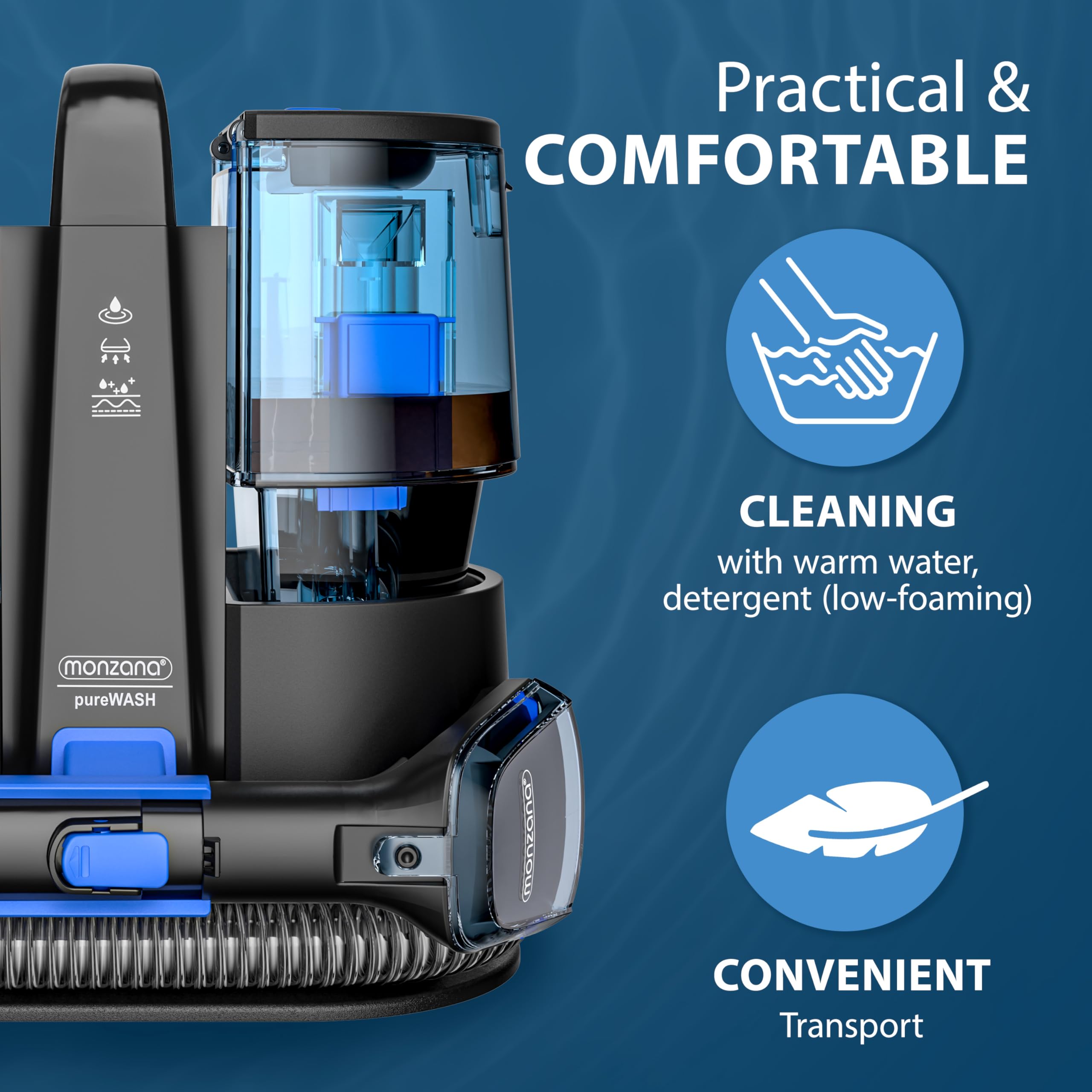 MONZANA® 400W SC4000 Powerful Upholstery & Carpet Cleaner with 2-in-1 Brush Attachment - 1500ml Large Tank Wet Vacuum for Deep Cleaning Sofas, Mattresses, Car Seats & Home Furniture | Lightweight 3.5kg Portable Design