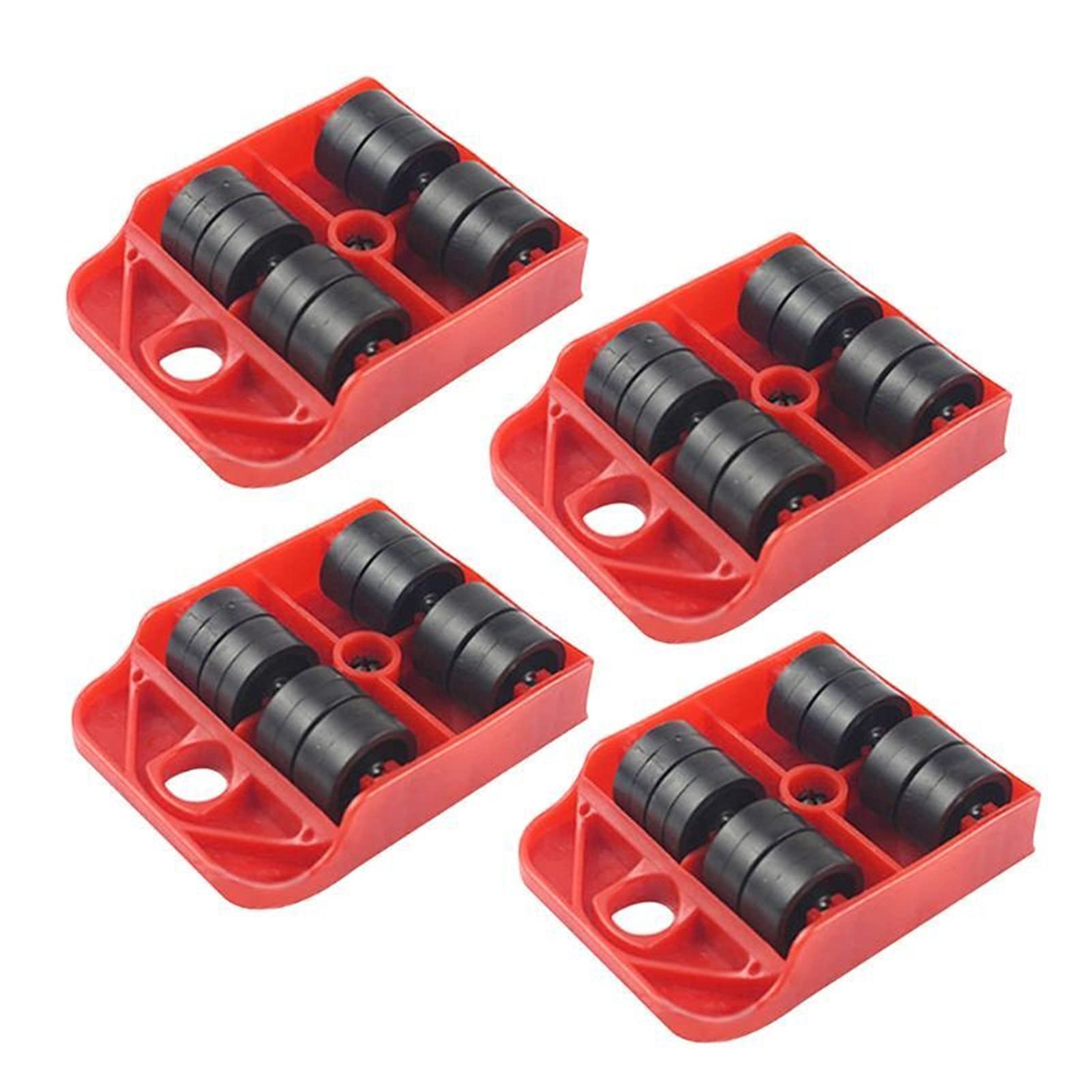 360 Degree Professional Furniture Mover Tool Set - Heavy Duty 4 Wheeled Roller with Universal Pulley & 1 Bar Tool Kit (4pcs) - Perfect for Home Moving, Warehouse Logistics, and DIY Furniture Transportation