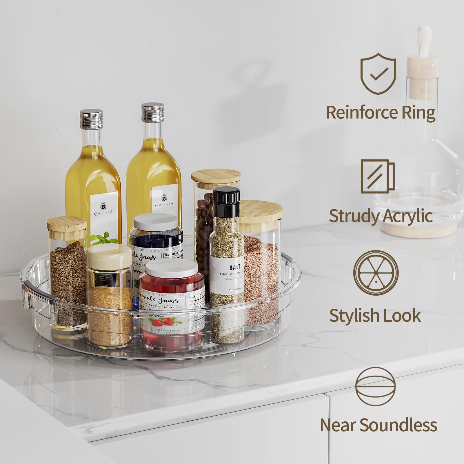 LAMU 3-Pack Lazy Susan Turntable Organizer for Kitchen Cabinet - 9.25
