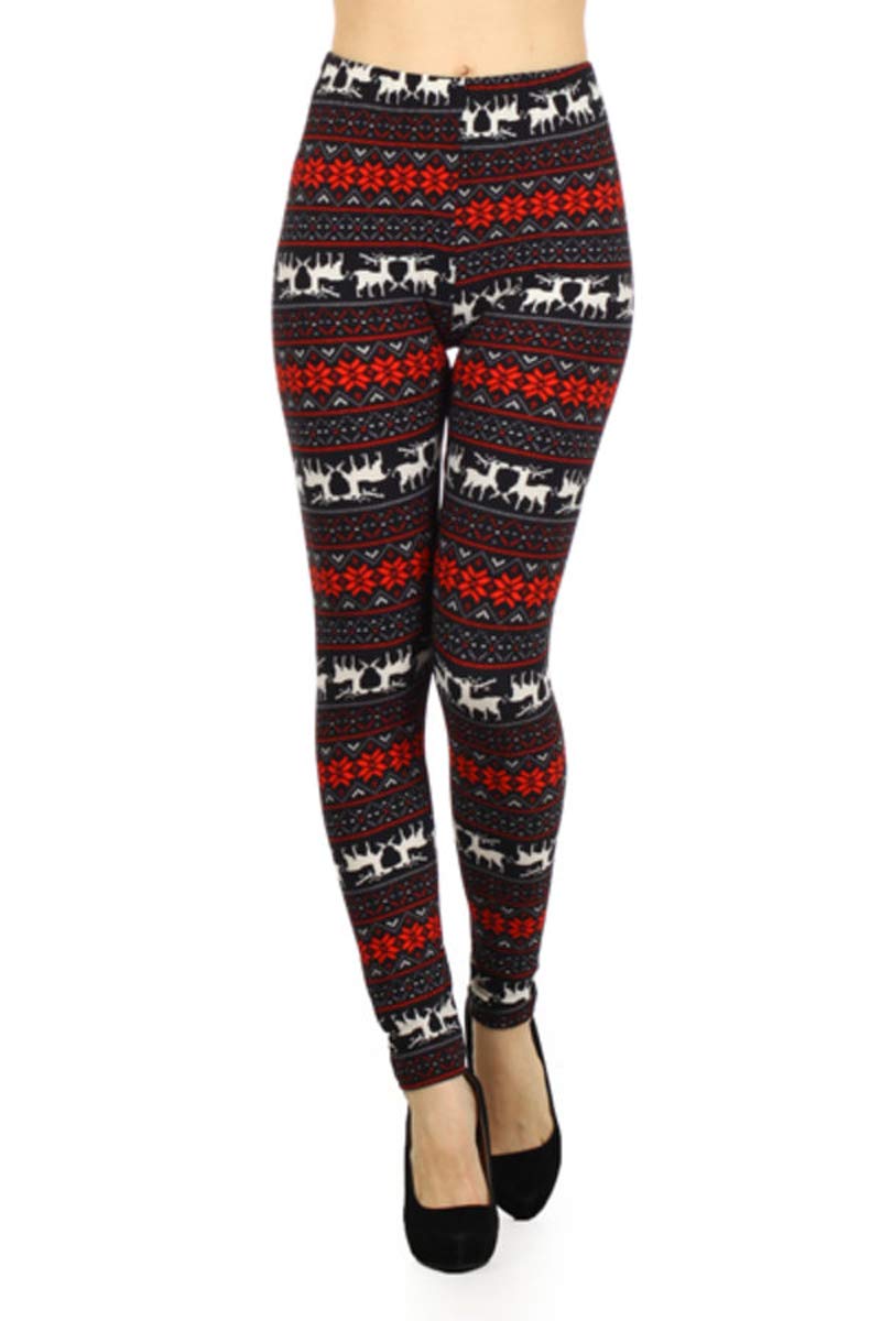 Leggings Depot Women's High Waisted Christmas Holiday Print Leggings - Festive Novelty Pants for Xmas, Winter & Holiday Parties (Plus Size Available) - Perfect for Family Gatherings, Office Celebrations & Seasonal Photoshoots