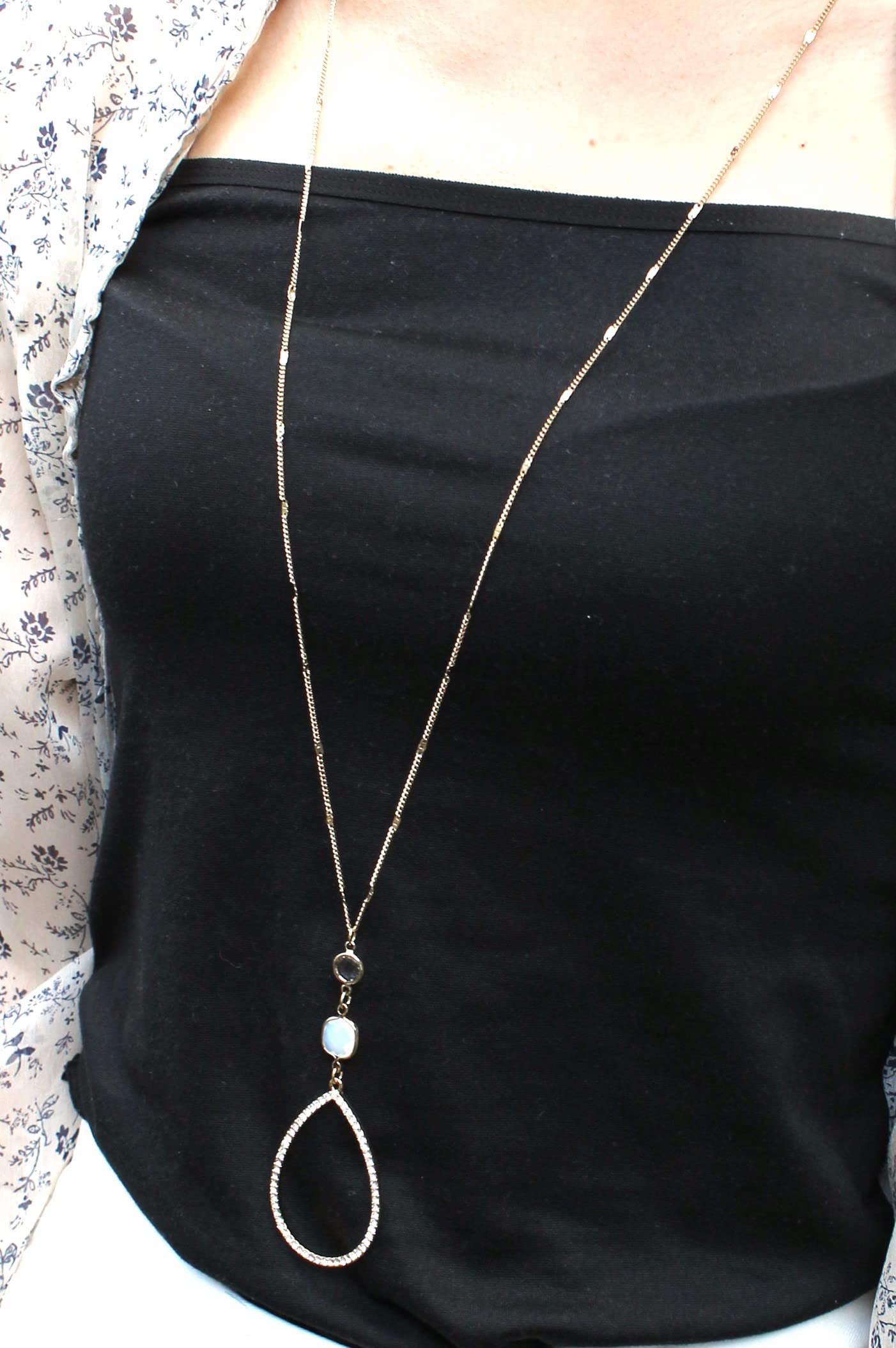 POMINA Fashion Gold Long Chain Necklace with Circle Pendant - Elegant Layering Necklace for Women & Teens | Perfect for Casual Wear, Sweater Pairing and Everyday Jewelry
