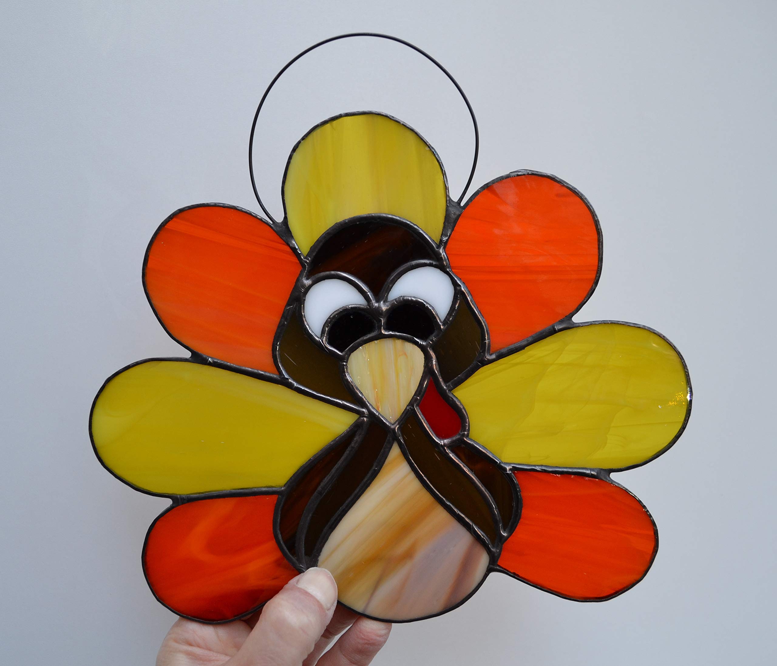 Thanksgiving Turkey Stained Glass Suncatcher - Handmade Window Hanging Decor & Wall Art for Holiday Home Decoration | Perfect for Thanksgiving Decor, Christmas Ornaments, and Seasonal Gift Ideas