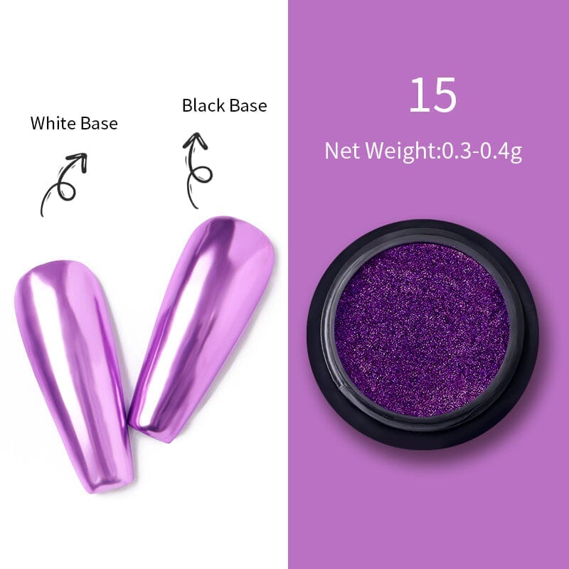 Metallic Mirror Effect Chrome Nail Powder #15 - High Shine Nail Art Pigment for Gel & Acrylic Nails - Perfect for Salon, Home Manicure & Nail Art Designs