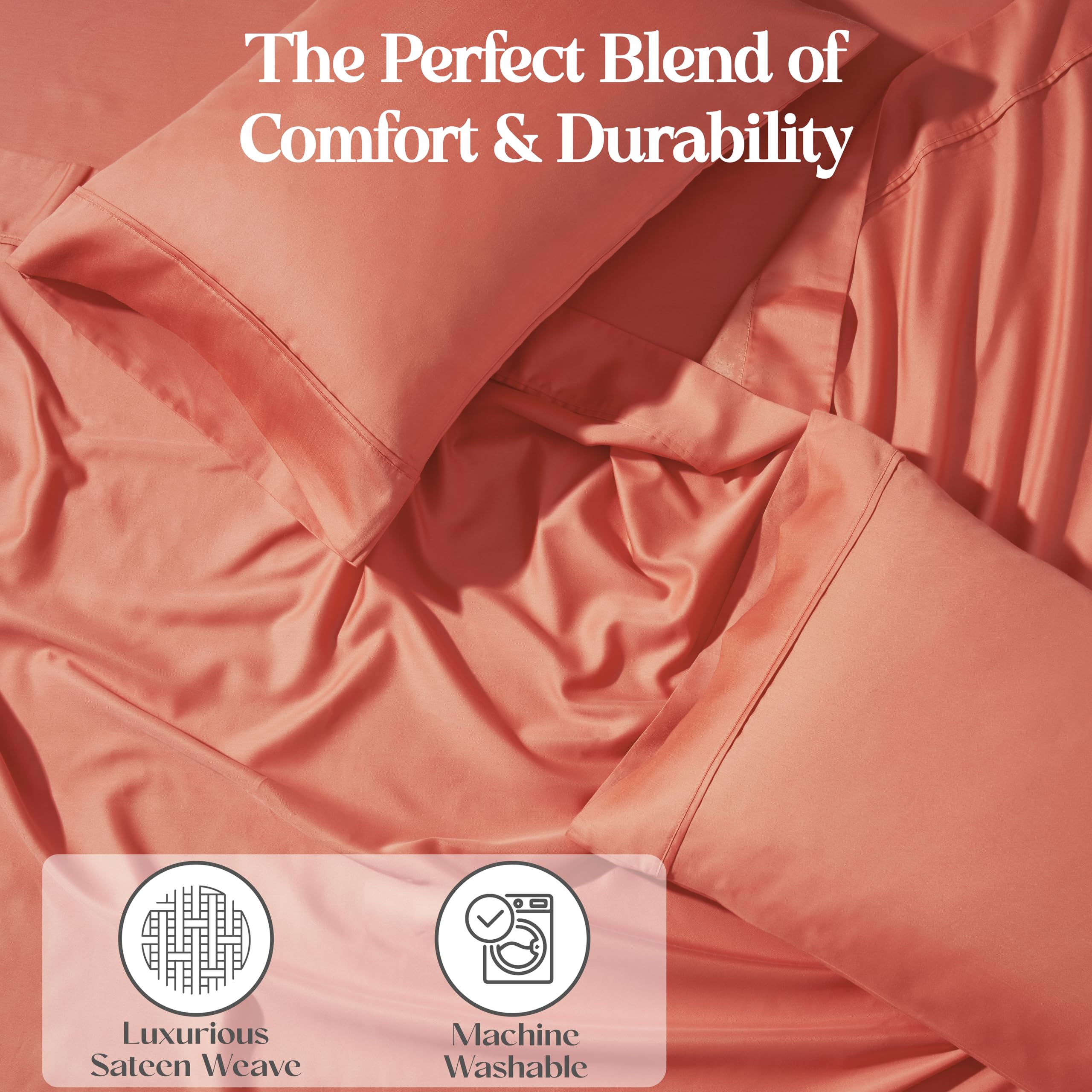 Premium 100% Cotton Blend 2-Piece Solid Pillowcase Set - Standard Size (20x26 Inches) - Soft Coral Bedding for Home, Hotel & Guest Room Decor