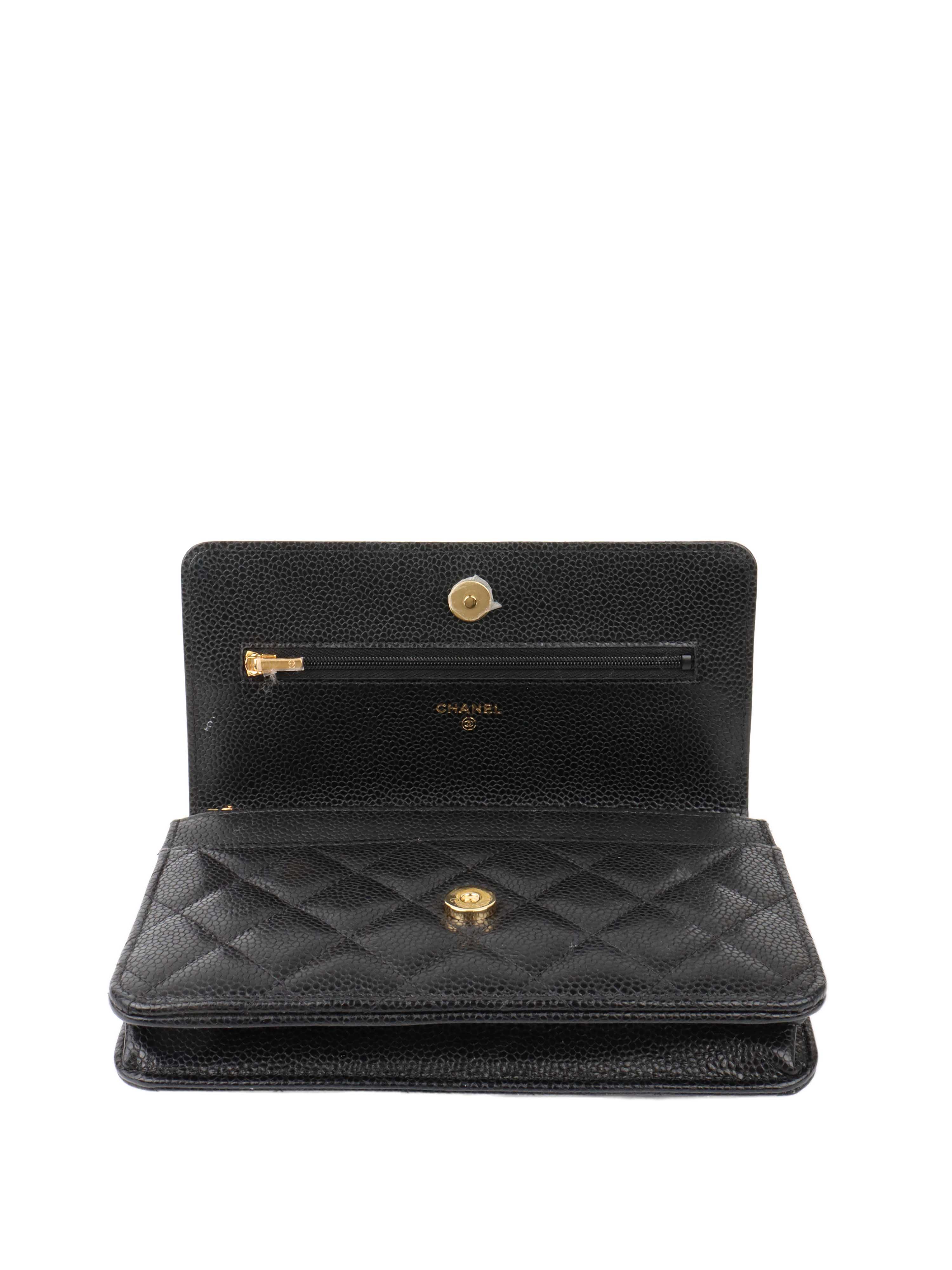 Chanel Black Caviar Leather Wallet on Chain with Gold Hardware - Luxury Crossbody Bag for Women, Perfect for Evening Events & Daily Use