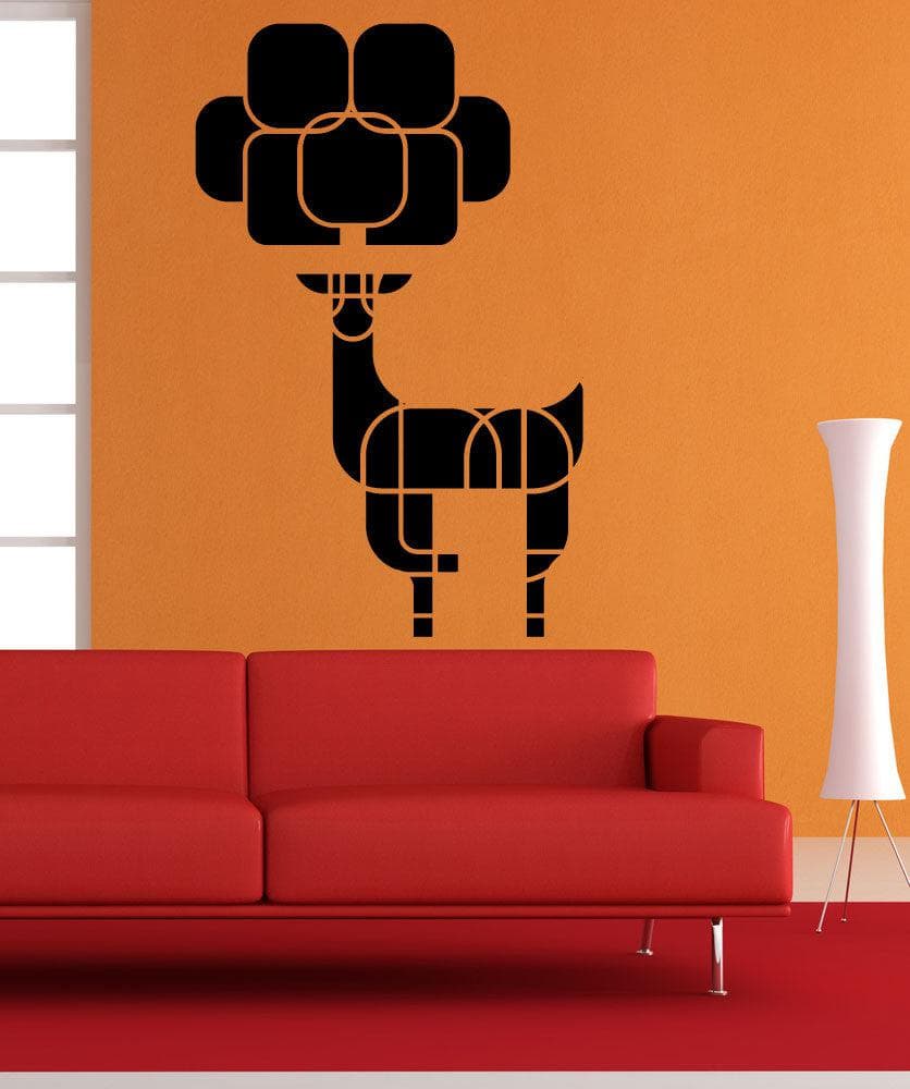Geometric Deer Tree Vinyl Wall Decal Sticker - Removable Home Decor for Living Room, Nursery, Bedroom #OS_MB1240