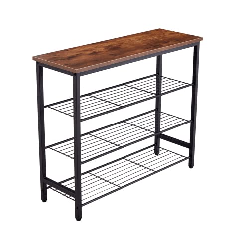 4-Tier Shoe Rack Organizer - Sturdy Metal Free Standing Shoe Shelf for Closet, Entryway & Hallway - Space Saving Shoe Storage for Sneakers, Boots & Heels | Perfect for Small Apartments & Home Organization
