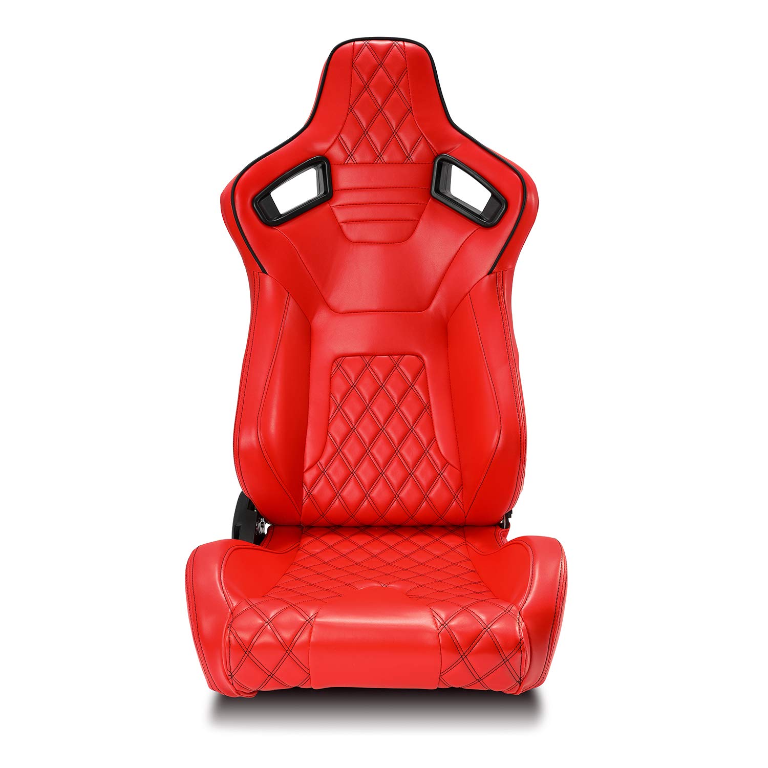 Universal ALL Red Carbon Fiber Style PVC Leather Racing Seats - 1 Pair Reclinable Bucket Seats for Cars, Trucks & SUVs | Lightweight & Durable for Street Racing & Performance Driving