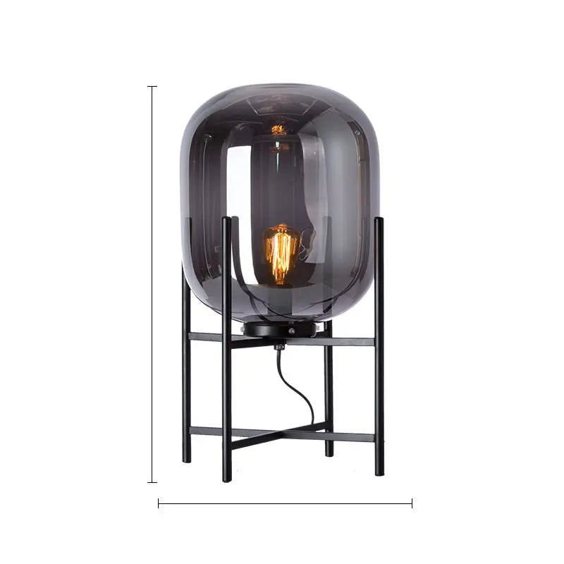 Glowlia Modern Glass Shade Floor Lamp - Elegant Living Room Lighting for Bedroom, Office & Reading Nook - Adjustable Height Standing Light with Soft Ambient Glow