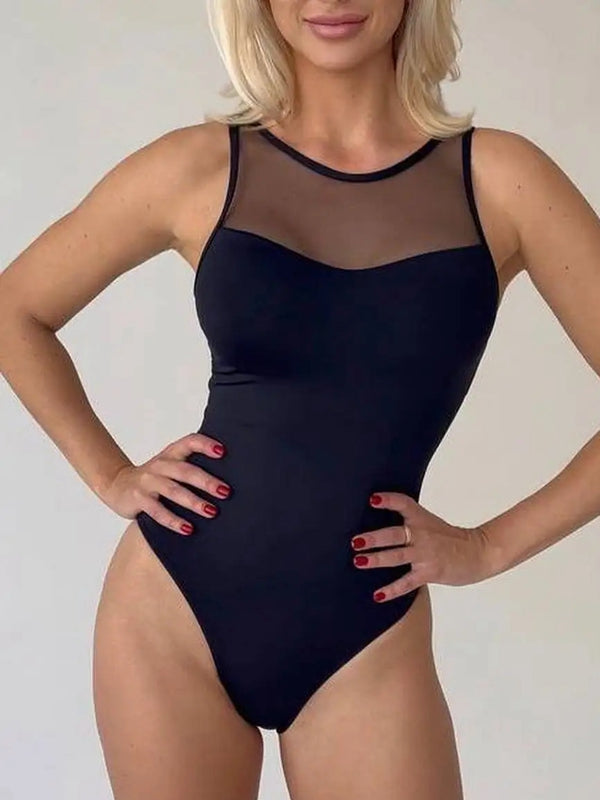 ZASUWA Women's Sexy Mesh Backless One Piece Swimsuit - Perfect for Beach, Pool Party & Summer Vacation