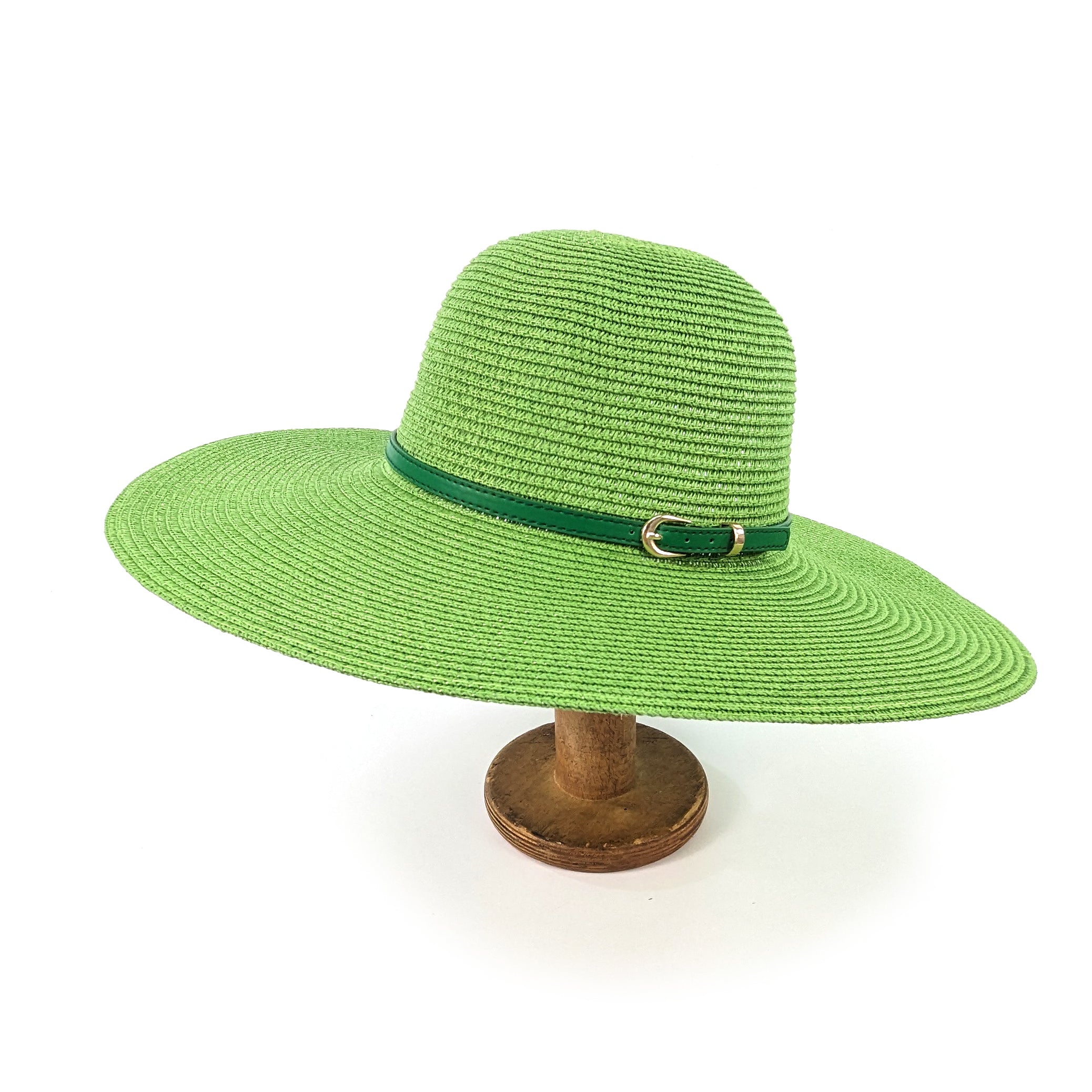 Bright and Bold Wide Brim Foldable Sun Hat for Women - Parkeet Green UV Protection - Perfect for Beach, Travel, and Outdoor Activities