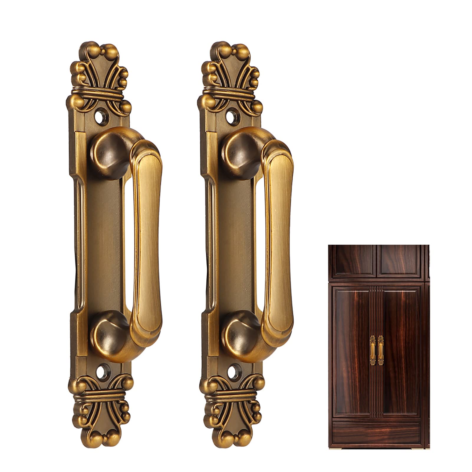2Pcs Antique Zinc Alloy Cabinet Door Handles - Vintage European Style Drawer Pulls for Wardrobe, Dresser & Furniture (Home Decor Hardware) - Perfect for Bedroom, Living Room & Office Cabinets