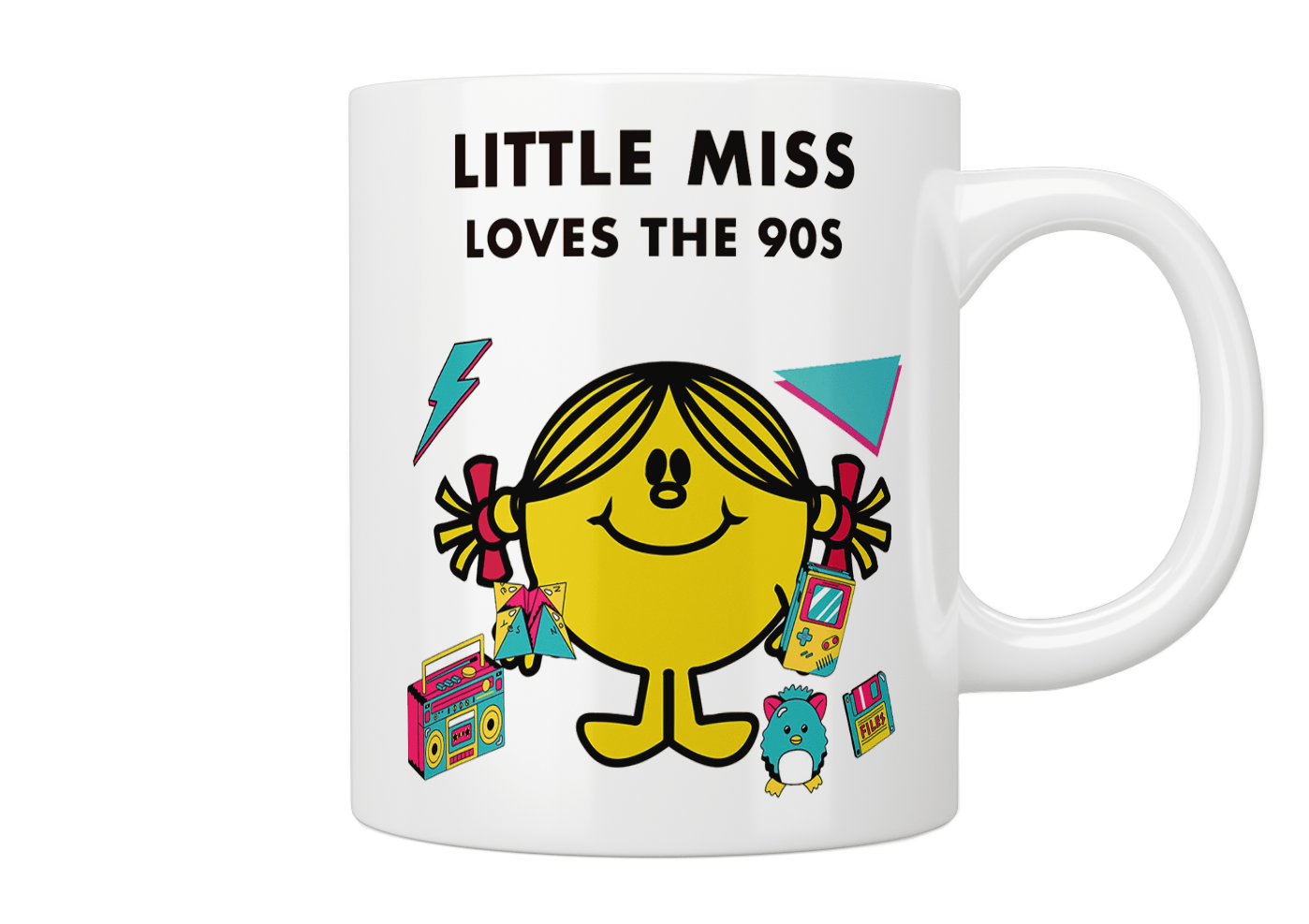 Little Miss Loves The 90s Coffee Mug - Vintage 90s Themed Ceramic Cup for Tea & Coffee - Perfect Gift for 90s Nostalgia Lovers