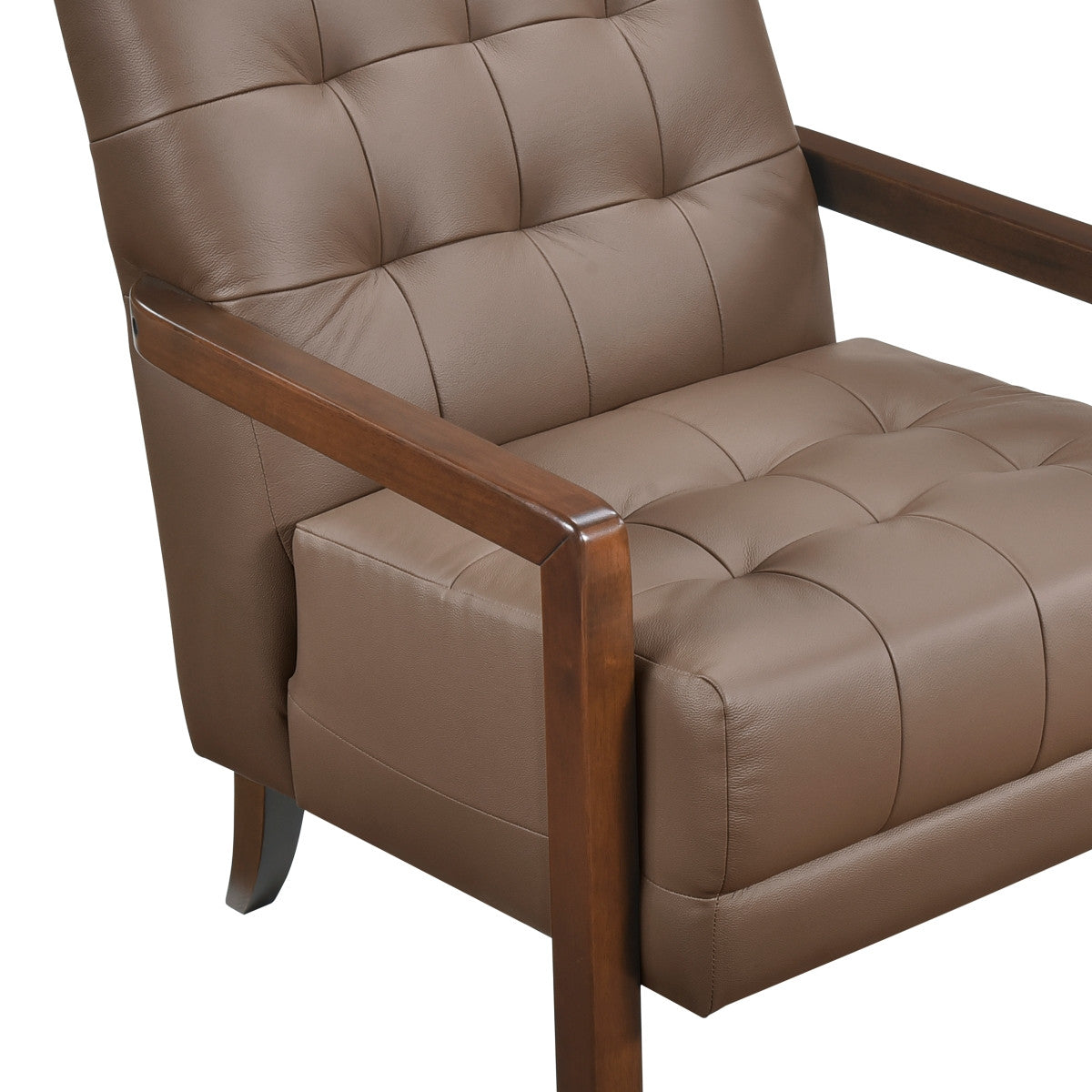 Archam Accent Chair - Modern Brown Upholstered Lounge Chair for Living Room, Bedroom & Office - Comfortable Reading Chair with Sturdy Wooden Legs