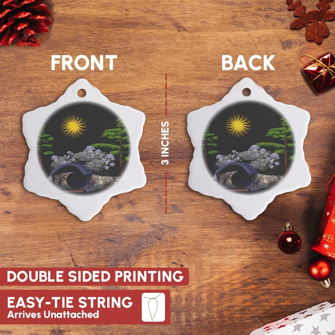 3D Rose Hobbit House Snowflake Ornament - 3 Inch Christmas Tree Decoration for Holiday, Home, Office & Gift Giving - Perfect for Xmas Decor, Winter Party & Festive Celebrations