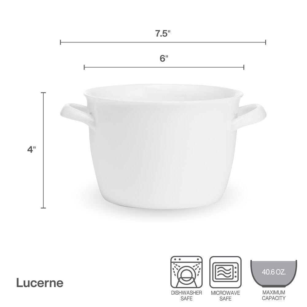 Lucerne Set of 2 Double Handled Bowls - Premium Ceramic Serving Bowls for Soup, Salad, Pasta - Perfect for Dining, Entertaining & Kitchen Decor