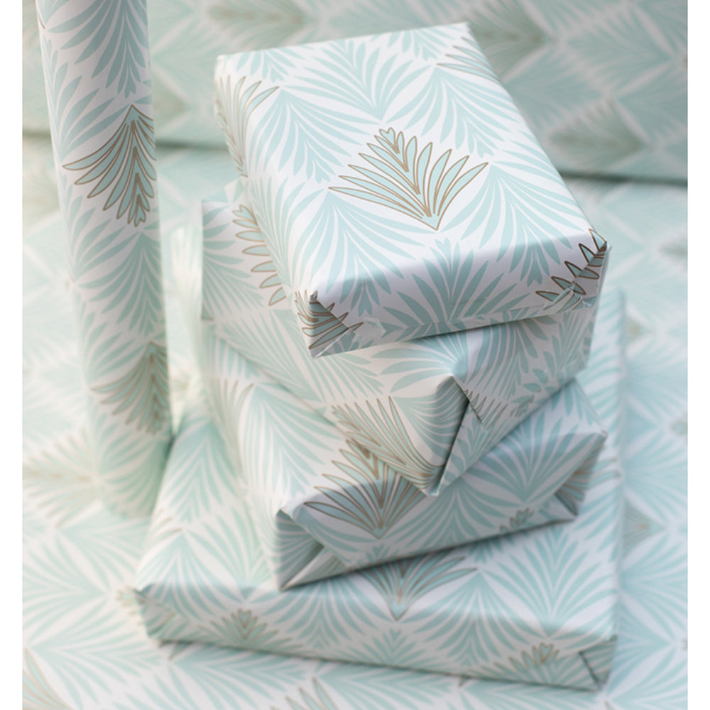 Premium Mint Green Palm Leaf Wrapping Paper - Eco-Friendly Gift Wrap Set of 20 or 40 Sheets - Perfect for Birthday, Wedding, Christmas Presents & Tropical Theme Parties