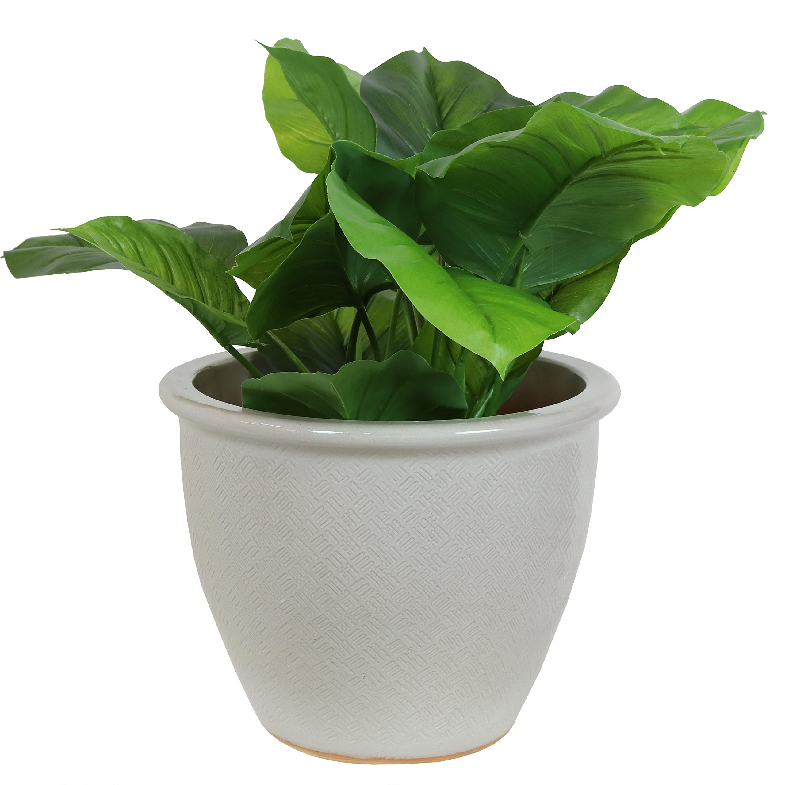 Sunnydaze Ocean Villa 15-Inch Large Ceramic Planter - Indoor & Outdoor Flower Pot for Plants, Greenery & Flowers - Durable Pearl White Garden Decor for Porch, Sunroom, Yard & Patio - Perfect for Home Decor, Landscaping & Gift Ideas