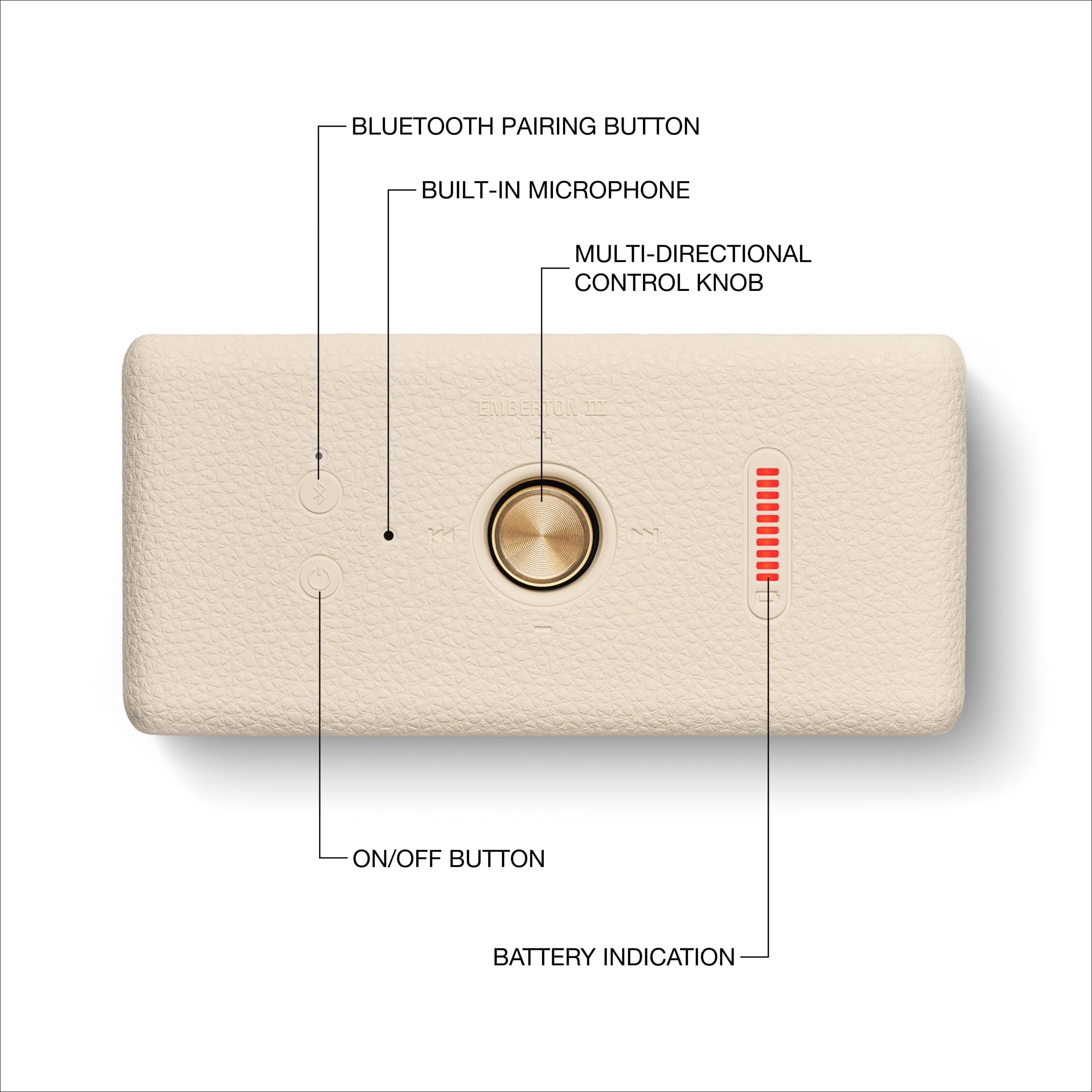 Marshall Emberton III Portable Bluetooth Speaker - Wireless Outdoor Speaker with 20+ Hours Playtime, IPX7 Waterproof, Compact Travel Speaker for Beach, Camping & Home Use (Cream)