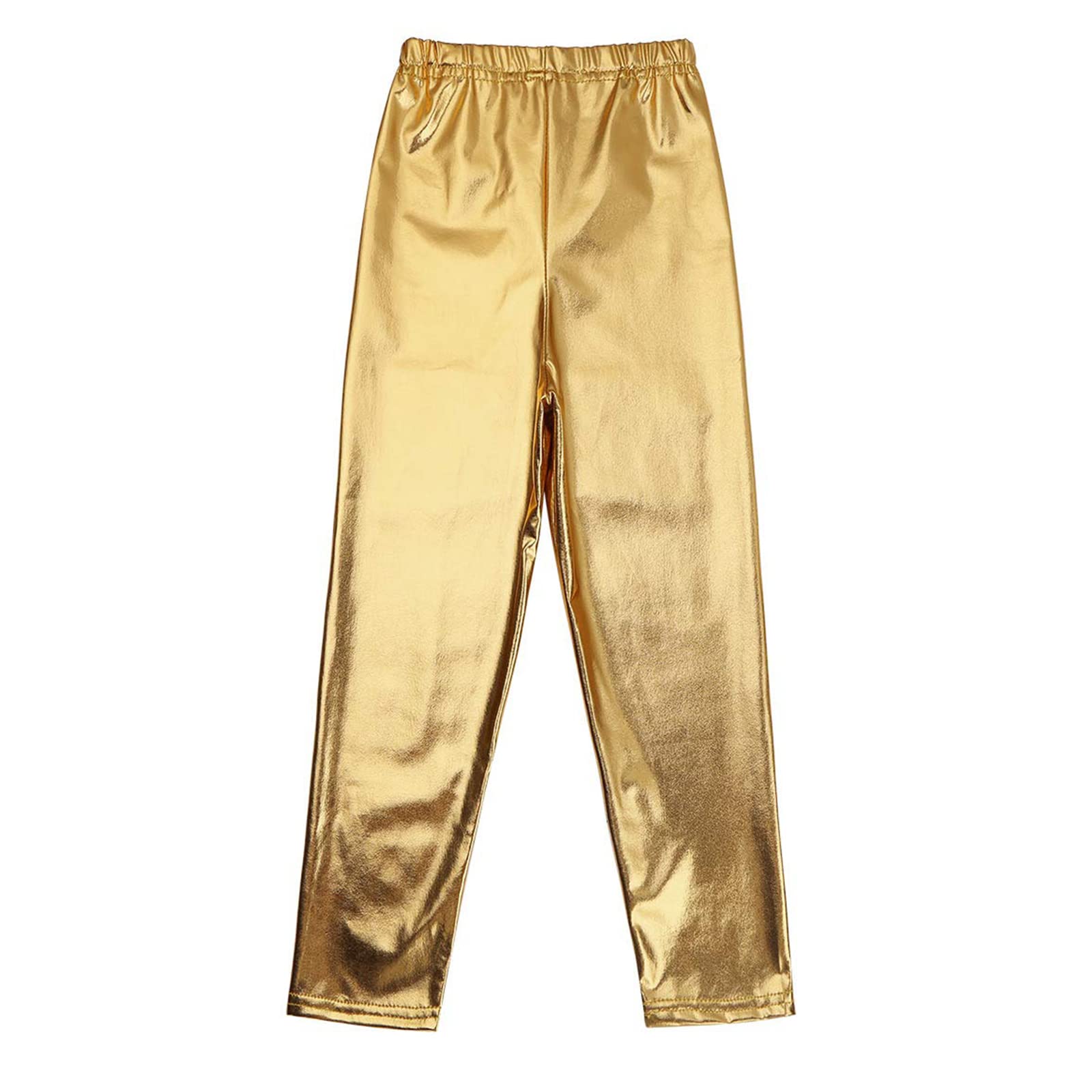 Kids Girls Boys Metallic Leggings Pants - Modern Hip Hop Street Dance Performance Costume Trousers for Stage Shows, Competitions & Daily Wear