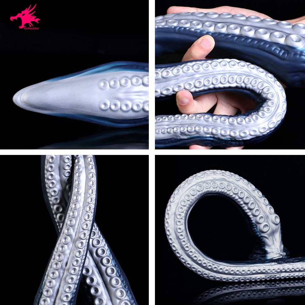 Nothosaur Abyss II 17.7 Inch Fantasy Tentacle Dildo - 1.6 Inch Wide Anal Depth Probe Trainer - Soft Platinum Silicone Butt Plug with Suction Cup - Handmade Adult Toy in Catalina Blue - Perfect for BDSM, Fantasy Play & Solo Pleasure