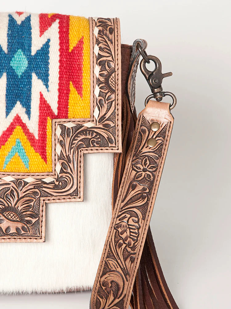 Handcrafted Aztec Leather Purse for Women - Boho Crossbody Bag with Intricate Tooling - Perfect for Festivals, Travel & Everyday Use