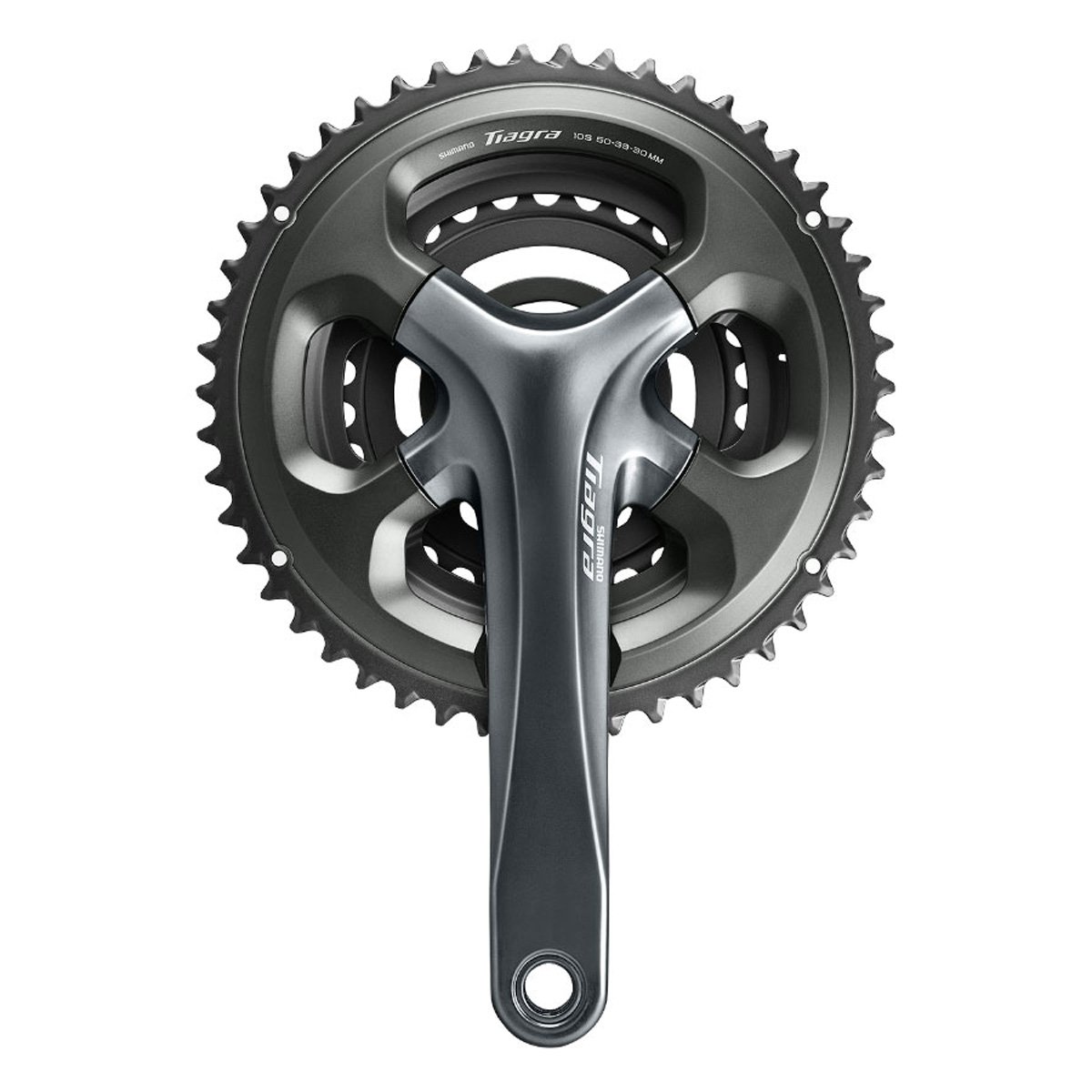 Shimano Tiagra FC-4703 10-Speed Road Bike Crankset - 170mm, 50/39/30t, 110/74 Asymmetric BCD, Hollowtech II Spindle, Gray - Perfect for Road Cycling, Commuting & Endurance Training