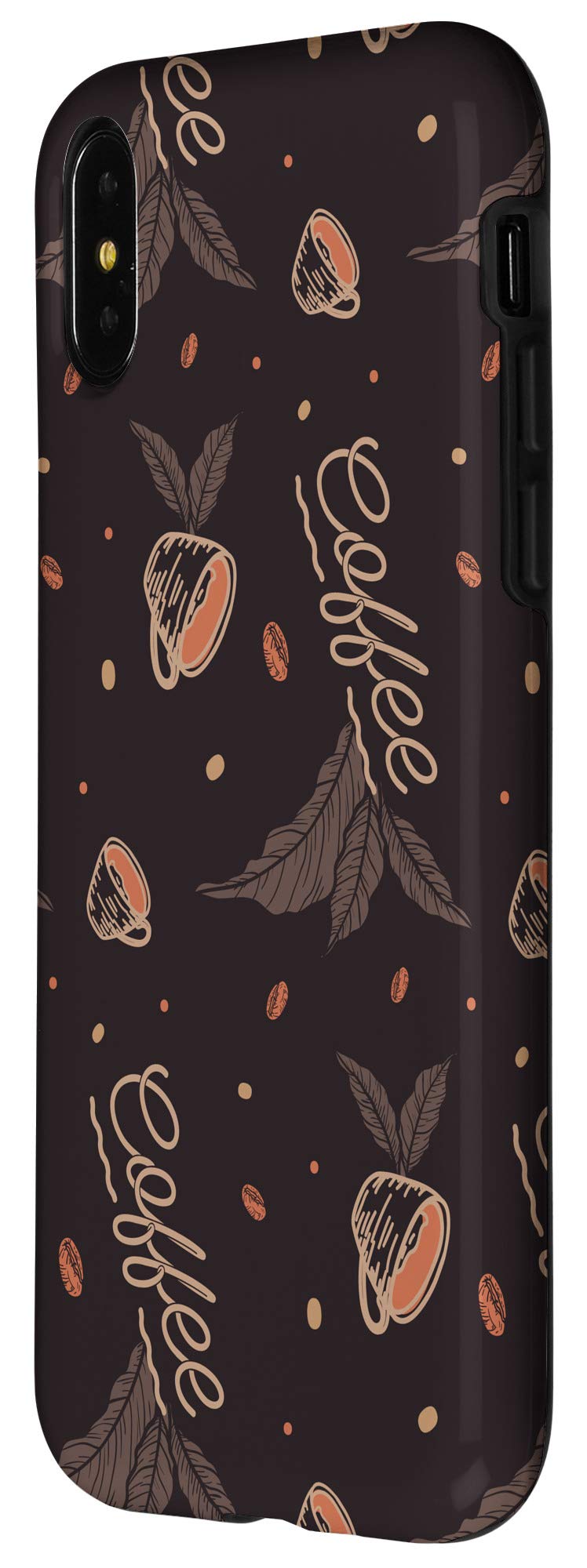 iPhone X/XS Coffee Lover Case - Brown Coffee Leaves & Beans Design - Perfect for Coffee Enthusiasts & Daily Use