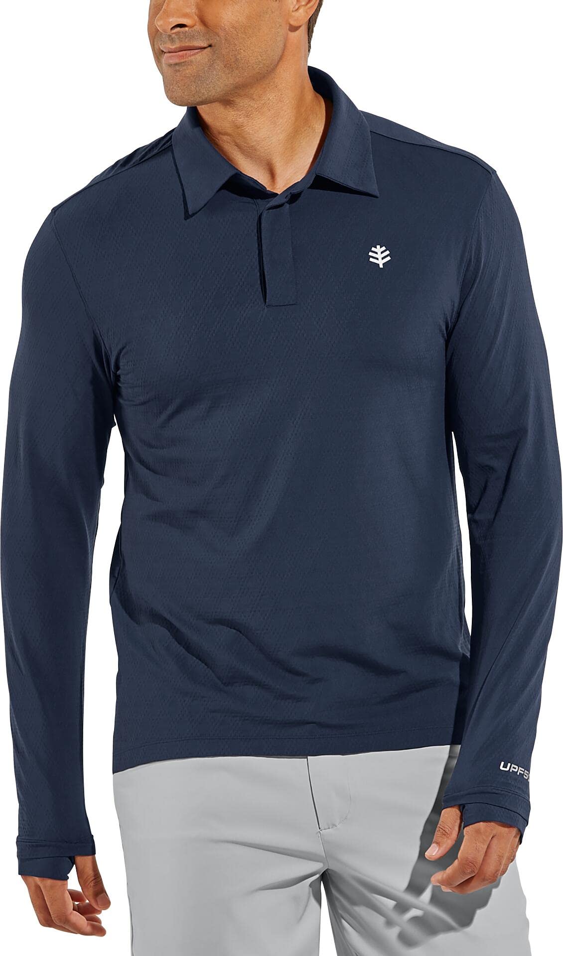 Coolibar UPF 50+ Sun Protective Men's Arobello Polo Shirt - Lightweight Quick-Dry Performance Top for Golf, Hiking & Outdoor Activities