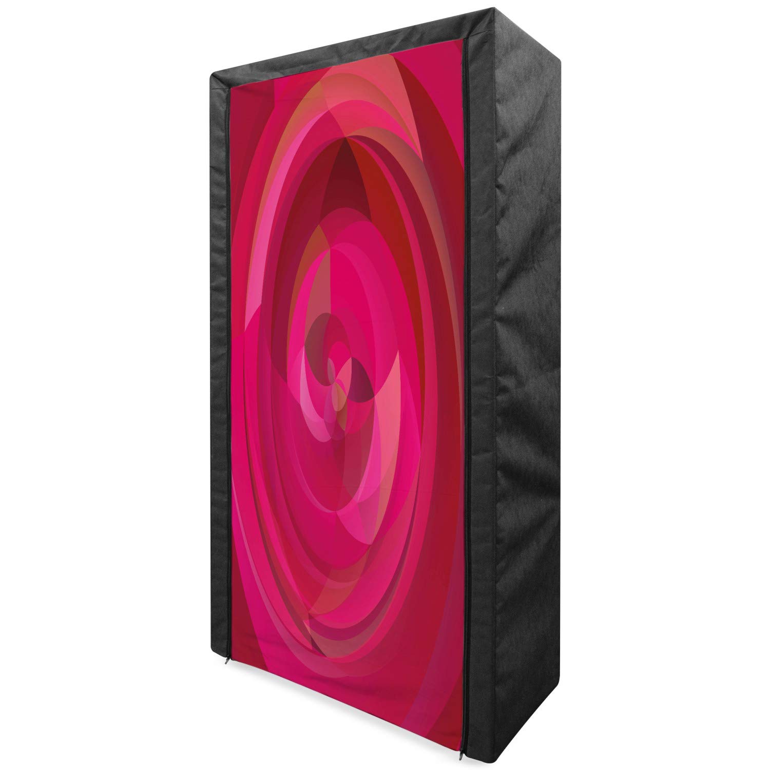 Ambesonne Hot Pink Portable Fabric Wardrobe - Abstract Vortex Swirls Pattern Clothing Organizer with Shelves, 33.5 Inch - Vibrant Pastel Colors for Bedroom, Closet & Dorm Storage | Perfect for Teens & College Students