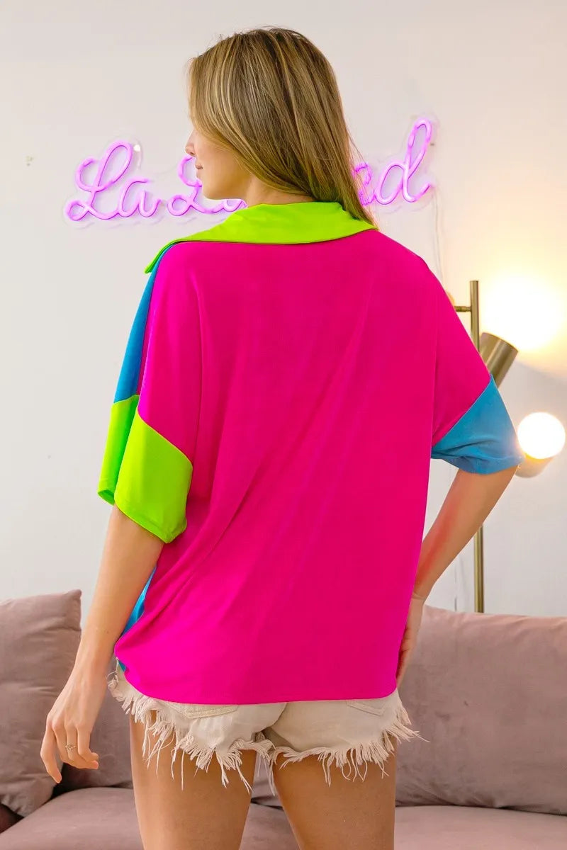 BiBi Slinky Knit Color Block V-Neck Top for Women | Trendy Casual & Party Wear | Perfect for Office, Date Night & Weekend Outings