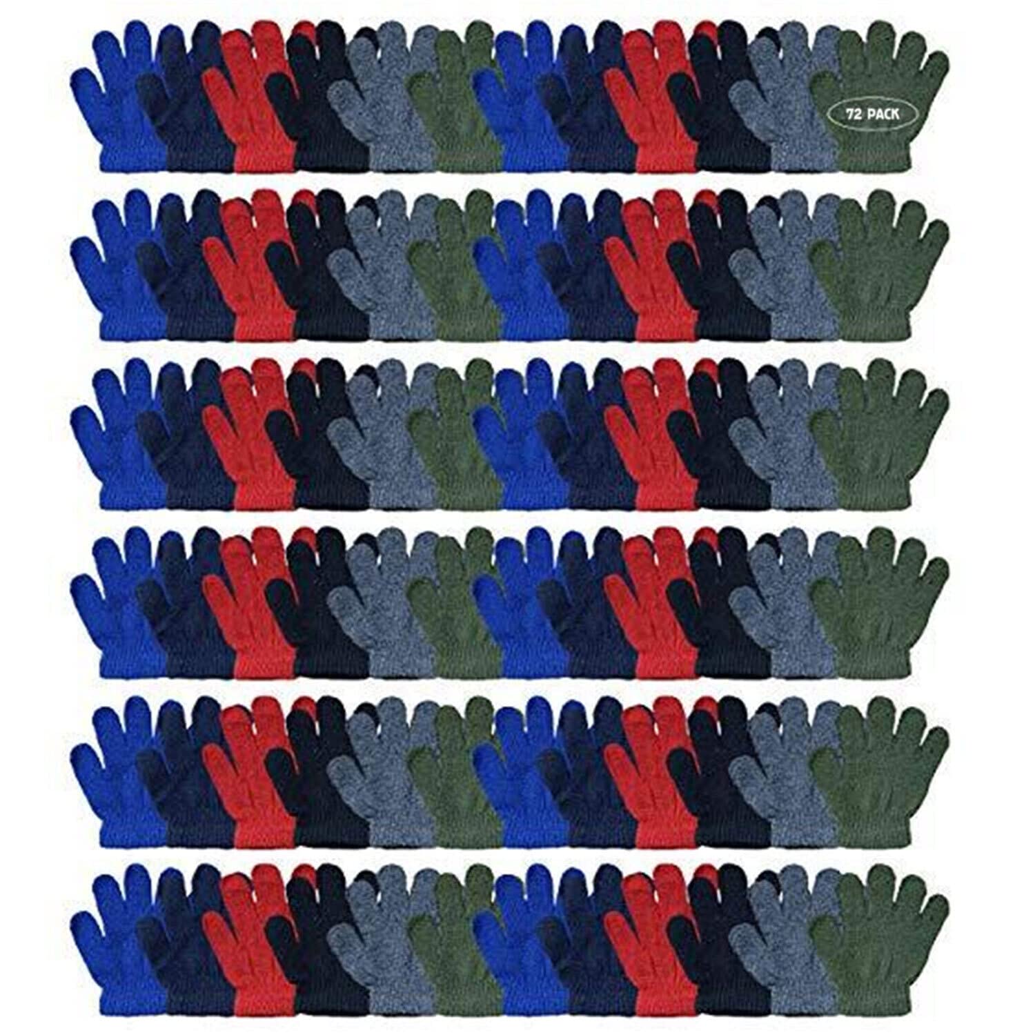 Yacht & Smith Kids Winter Gloves & Mittens Bulk Pack - Striped Design for Boys & Girls Ages 3-8 - Perfect for Snow Play, Skiing & Cold Weather Activities