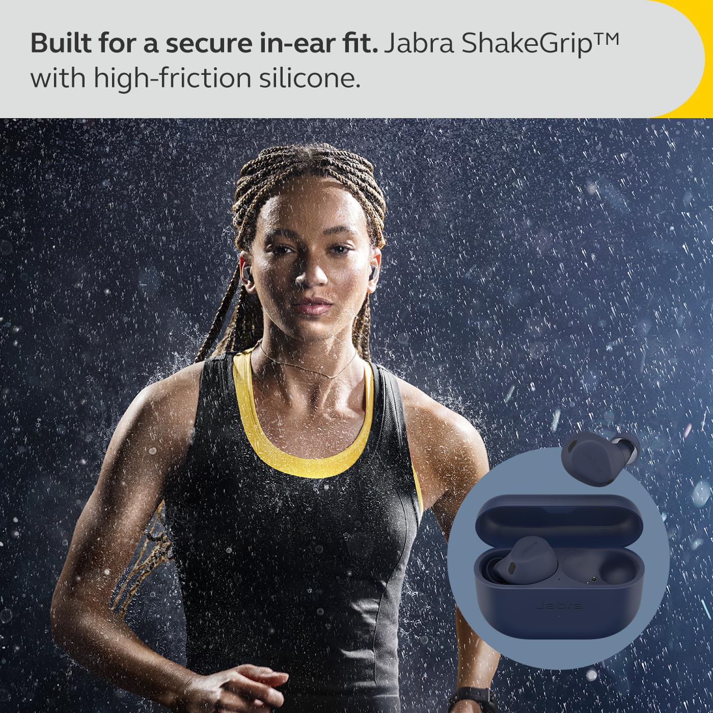Jabra Elite 8 Active Wireless Bluetooth Earbuds with Hybrid ANC, 6 Mics, IP57 Waterproof for Gym & Running - Navy Blue Sport Earbuds for Workouts, Commuting & Travel