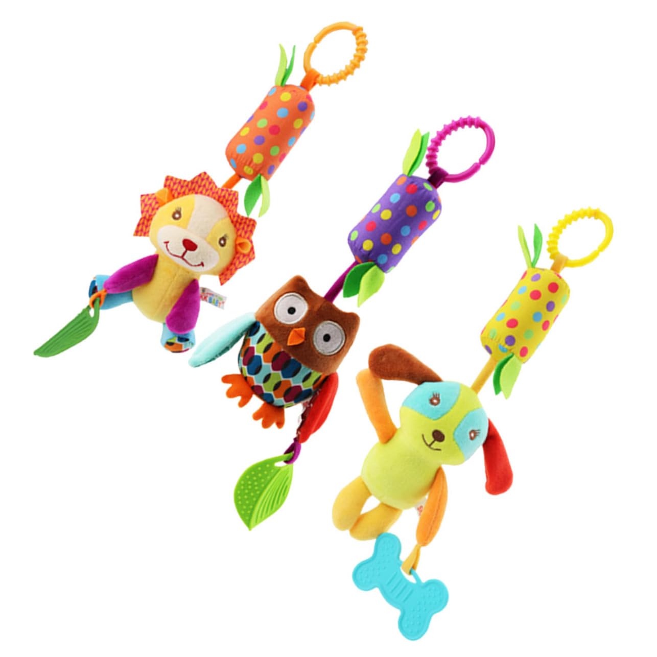 SHOWERORO 3-Piece Rotating Baby Rattle Toy Set - Animal-Themed Bells for Infants & Toddlers - Perfect for Nursery, Playtime & Early Learning Development