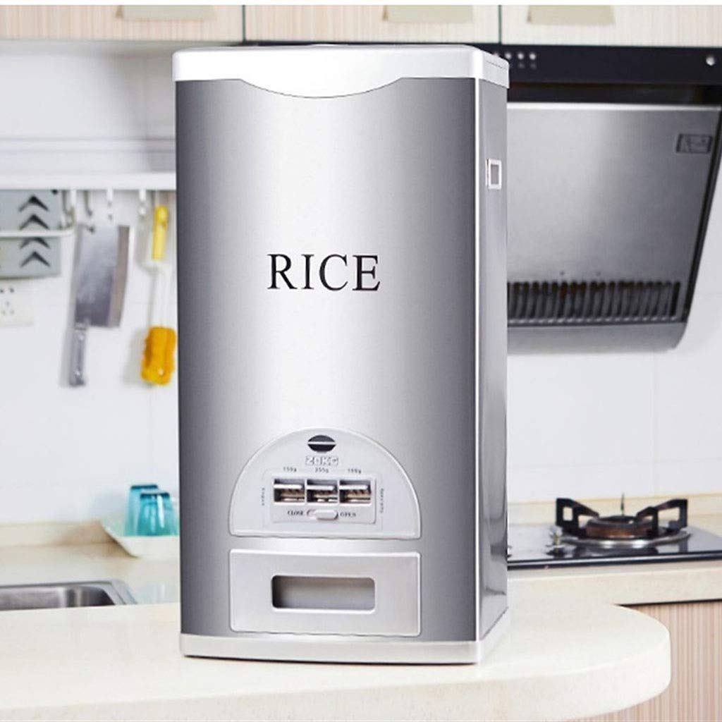 Premium Stainless Steel Rice Dispenser - 20KG/44LB Automatic Food Storage Container for Kitchen Pantry Organization | Airtight & Durable Design for Rice, Grains, Cereal | Perfect for Restaurants, Cafes & Home Use