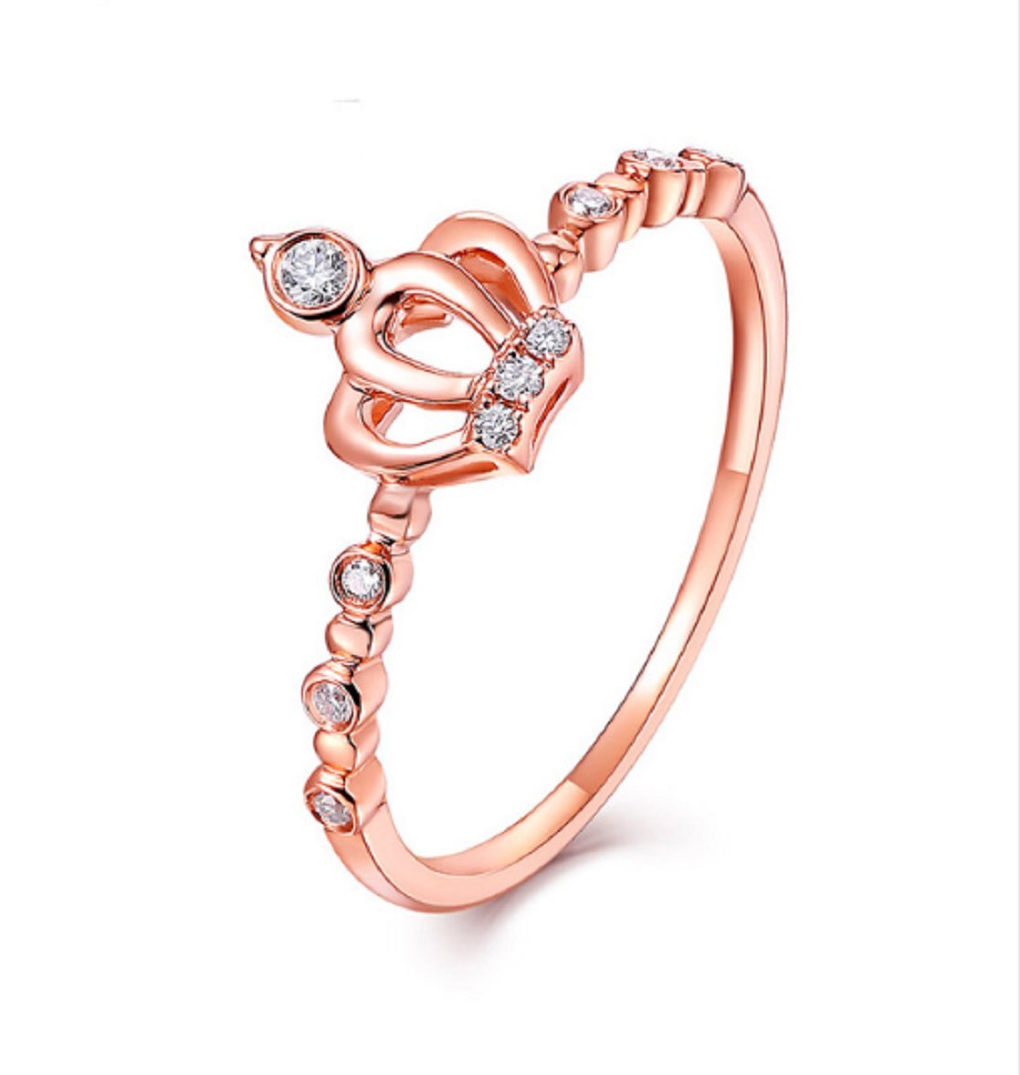 GOWE Genuine 18K Rose Gold Princess Cut Diamond Engagement Ring 0.14CT VS Clarity - Perfect Proposal Gift for Brides, Wedding & Anniversary Jewelry