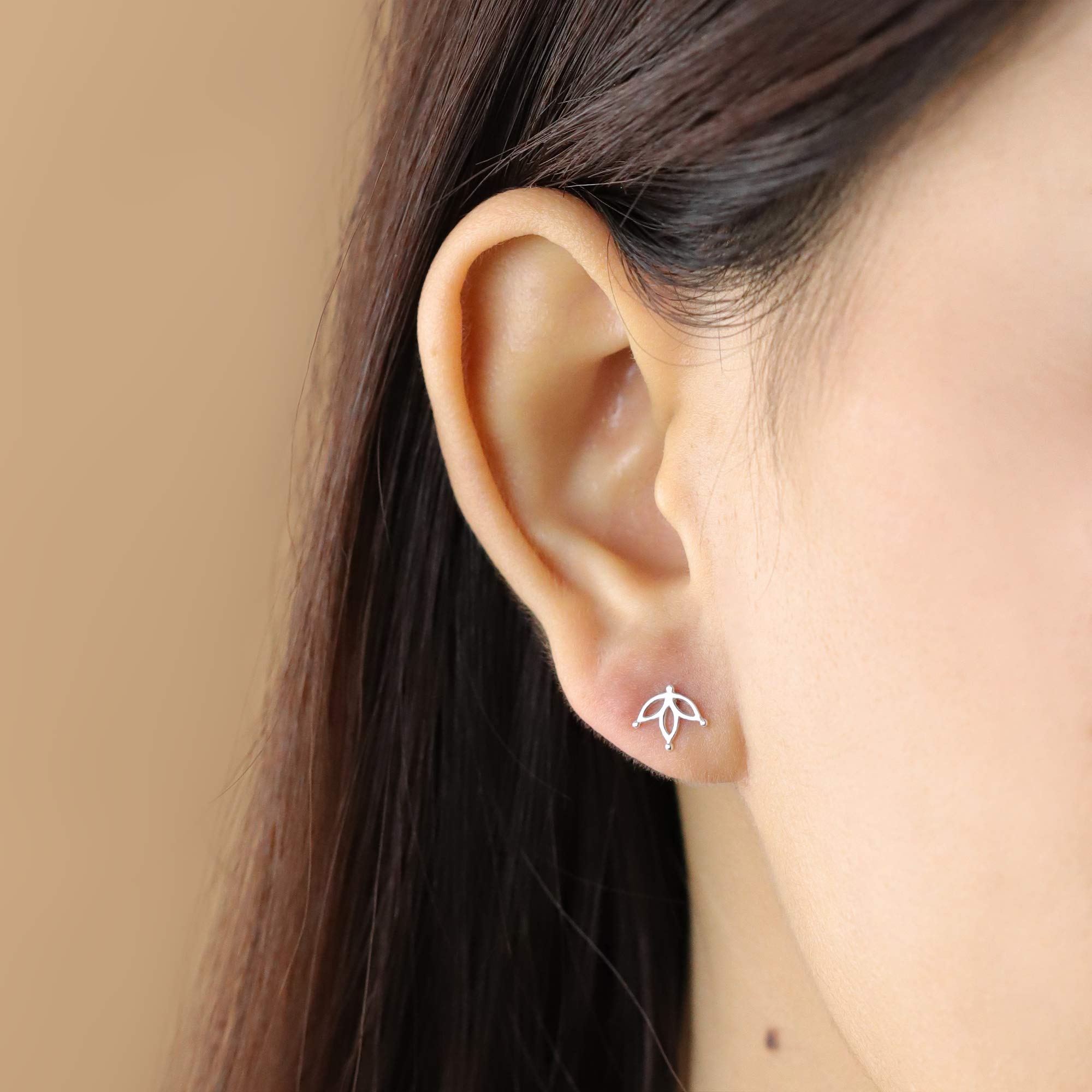 Boma Jewelry Sterling Silver Lotus Flower Stud Earrings for Women - Hypoallergenic Pierced Earrings for Everyday Wear, Gift Giving & Special Occasions