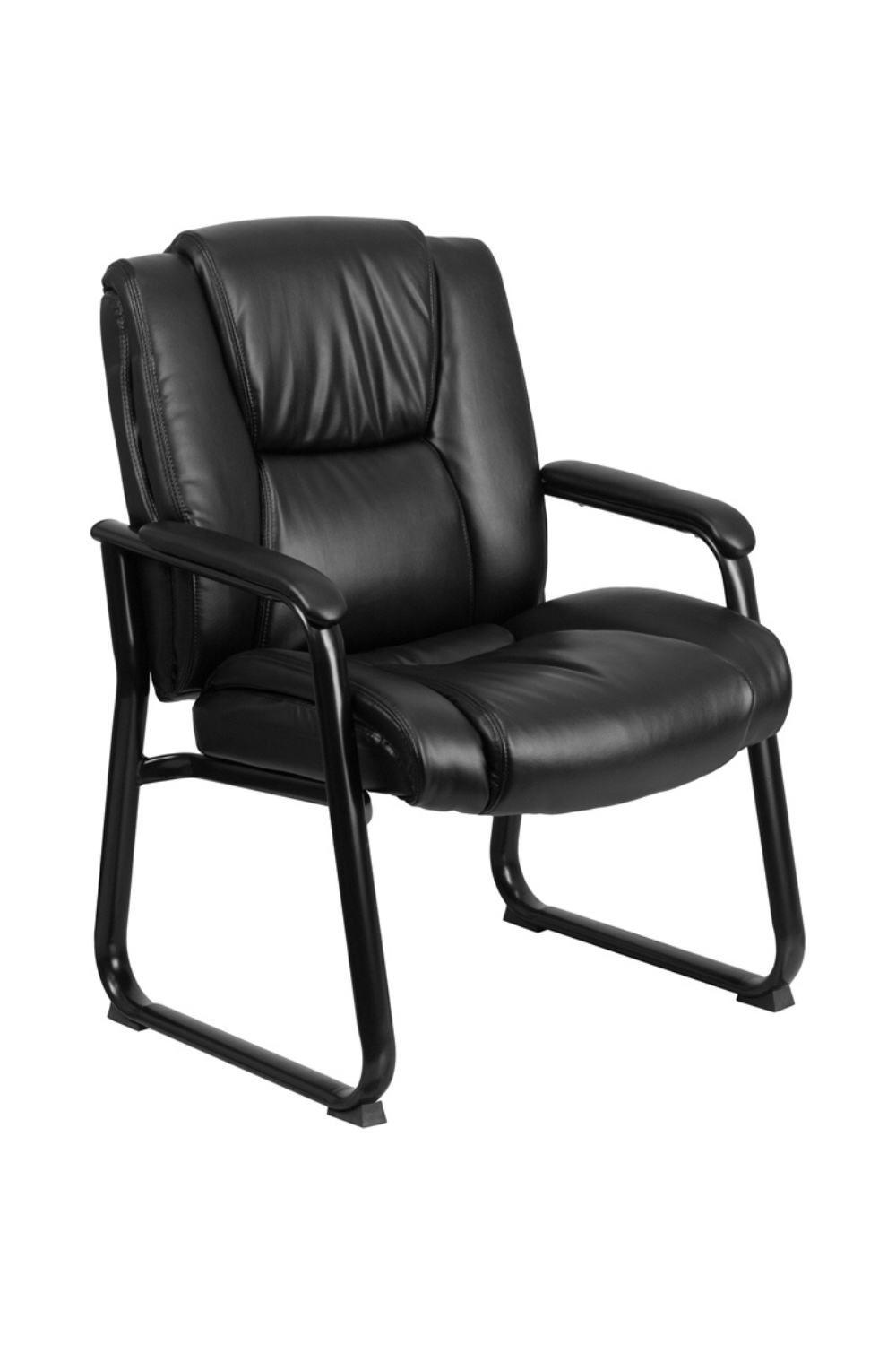 Premium Black Leather Side Chairs for Office Reception - Heavy Duty 500 lb Capacity - Perfect for Waiting Areas, Lobbies & Conference Rooms