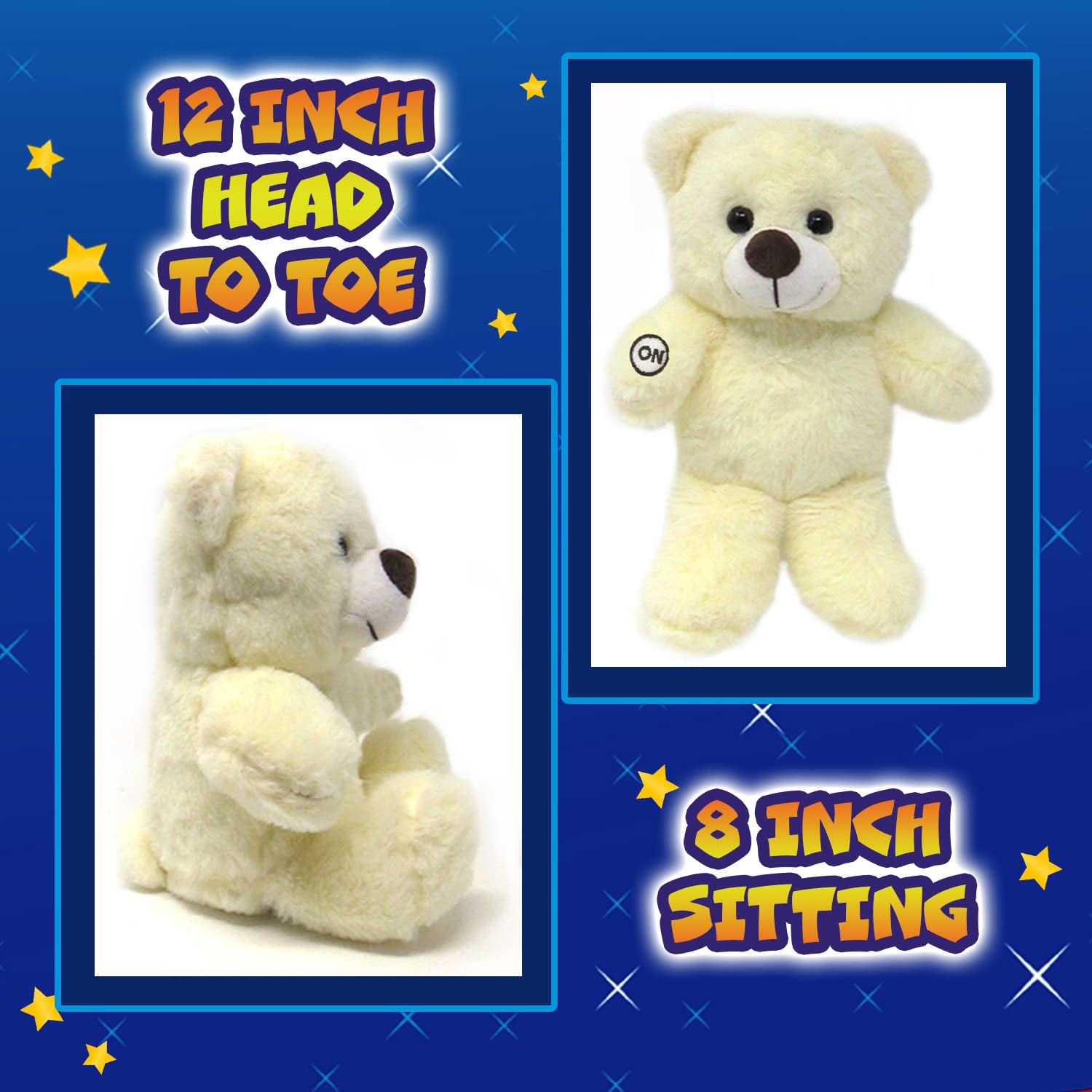 LED Light Up Stuffed Animal Plush Toy - Soft Glow Night Light for Kids, Boys & Girls (12