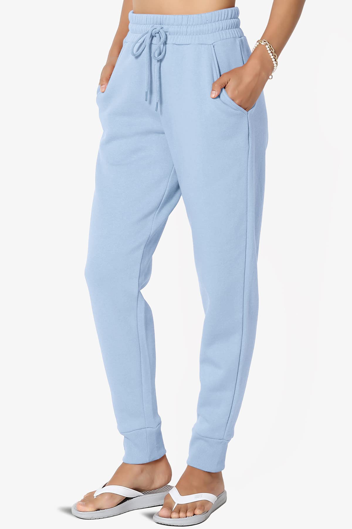 TheMogan Active Lounge Comfy Cotton Blend Drawstring Waist Jogger Sweat Pants for Women - Soft Casual Workout Yoga Pants with Pockets - Perfect for Home, Gym, Running & Travel
